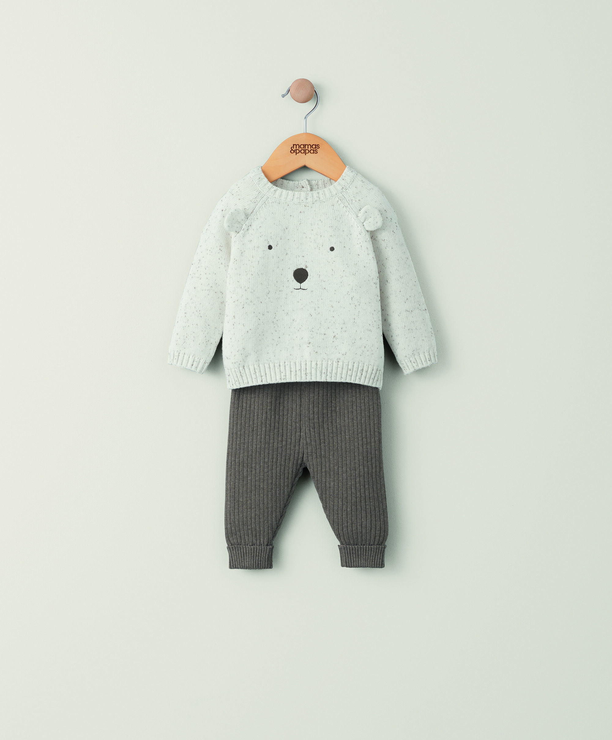طقم منسوج بتصميم دب - قطعتان image number 1
