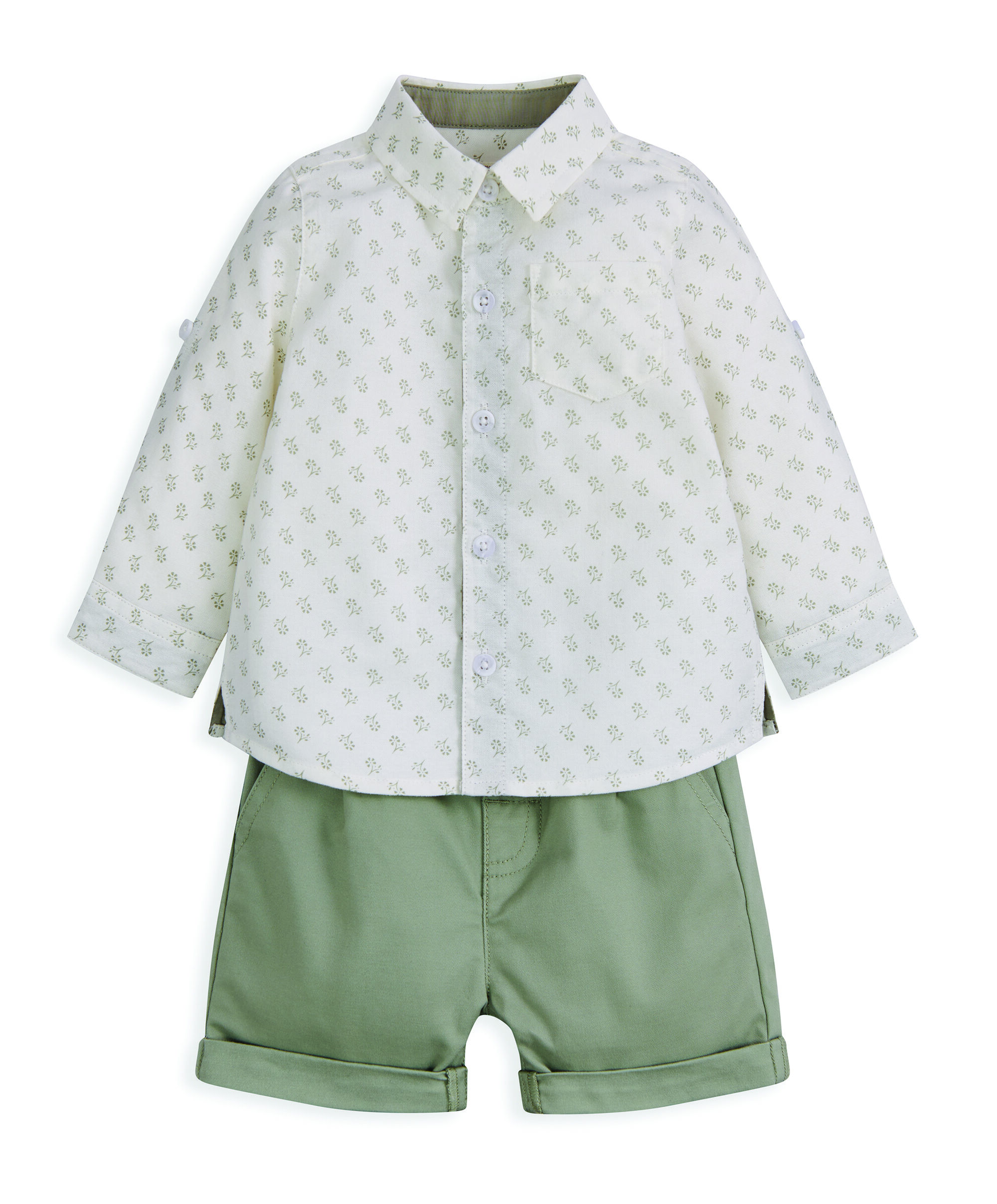 طقم بدلة مخططة بلون كاكي، قطعتين image number 2