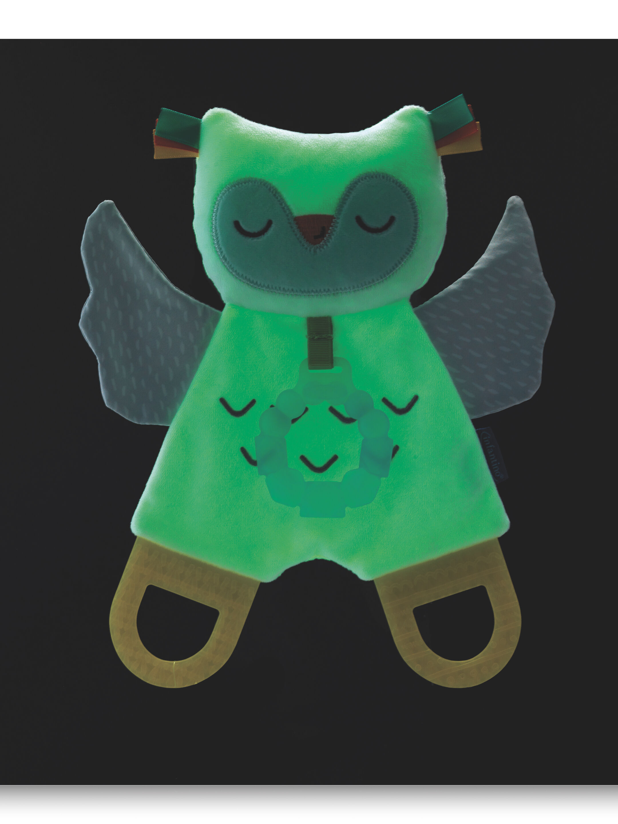 دمية وحلقة تسنين بتصميم بومة تضيء في الظلام من إنفانتينو image number 2