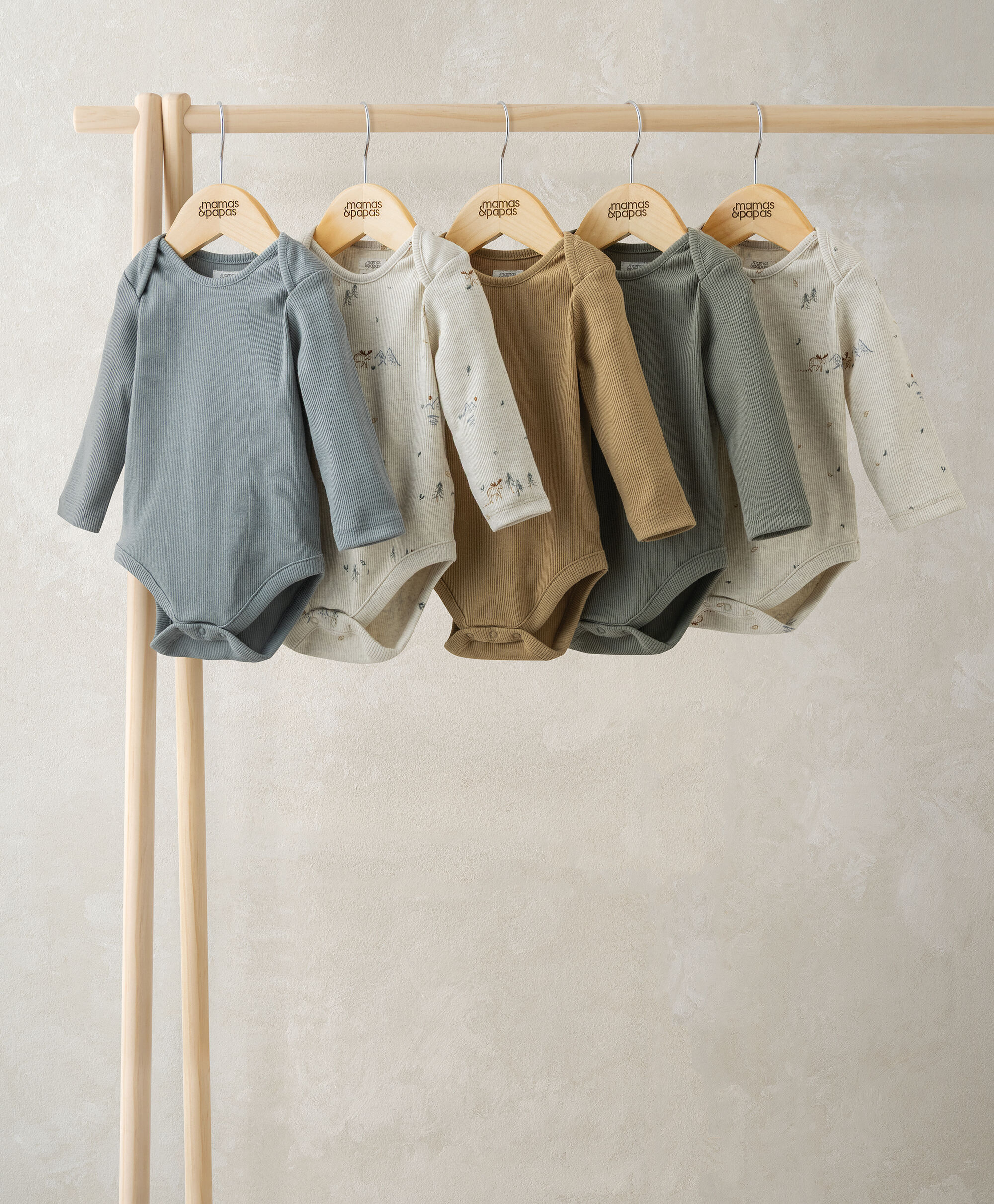 طقم بودي سوت بأكمام طويلة وطبعة فأر، 5 قطع