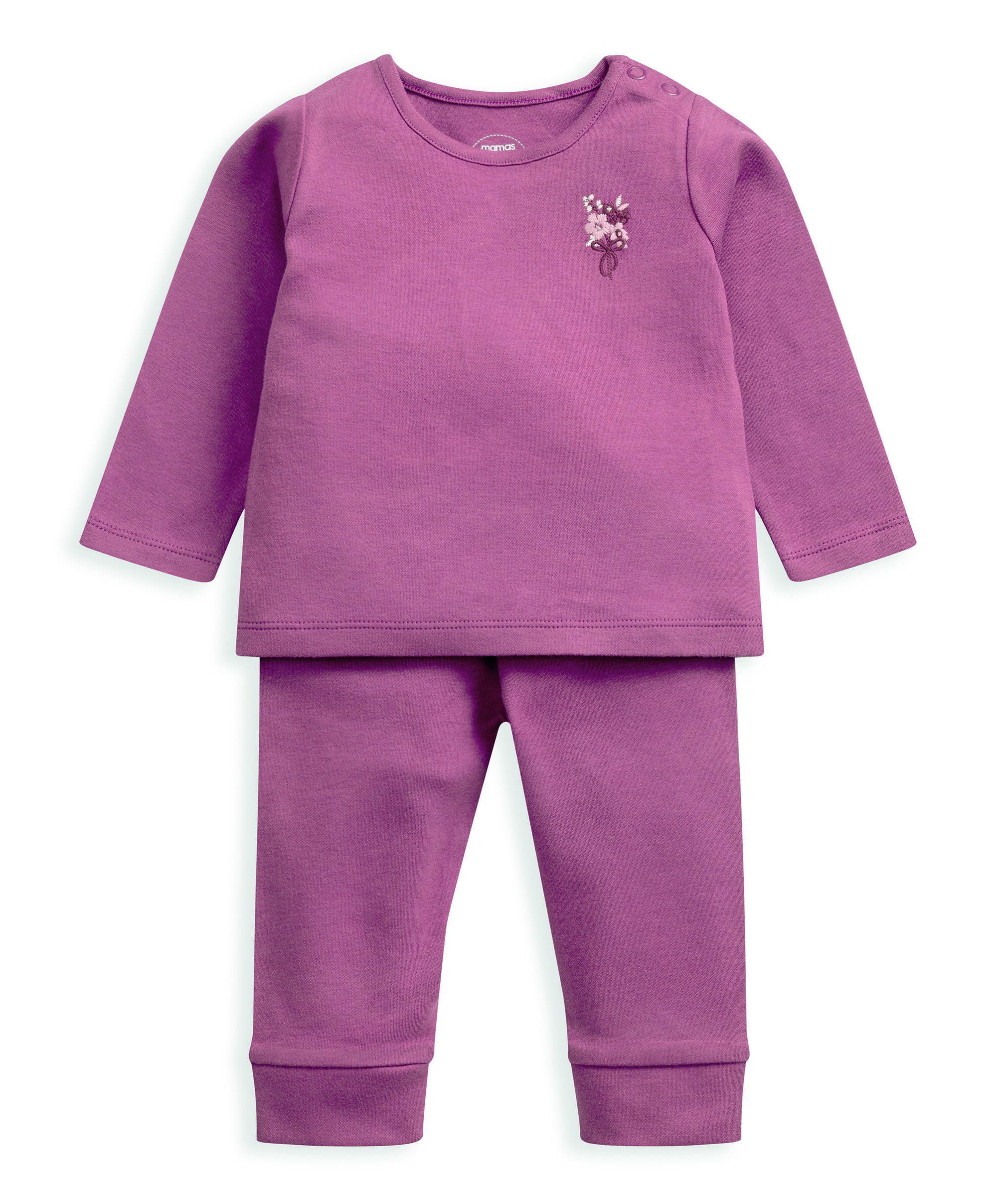 طقم بيجاما جيرسيه بنقشة زهور - قطعتان image number 3