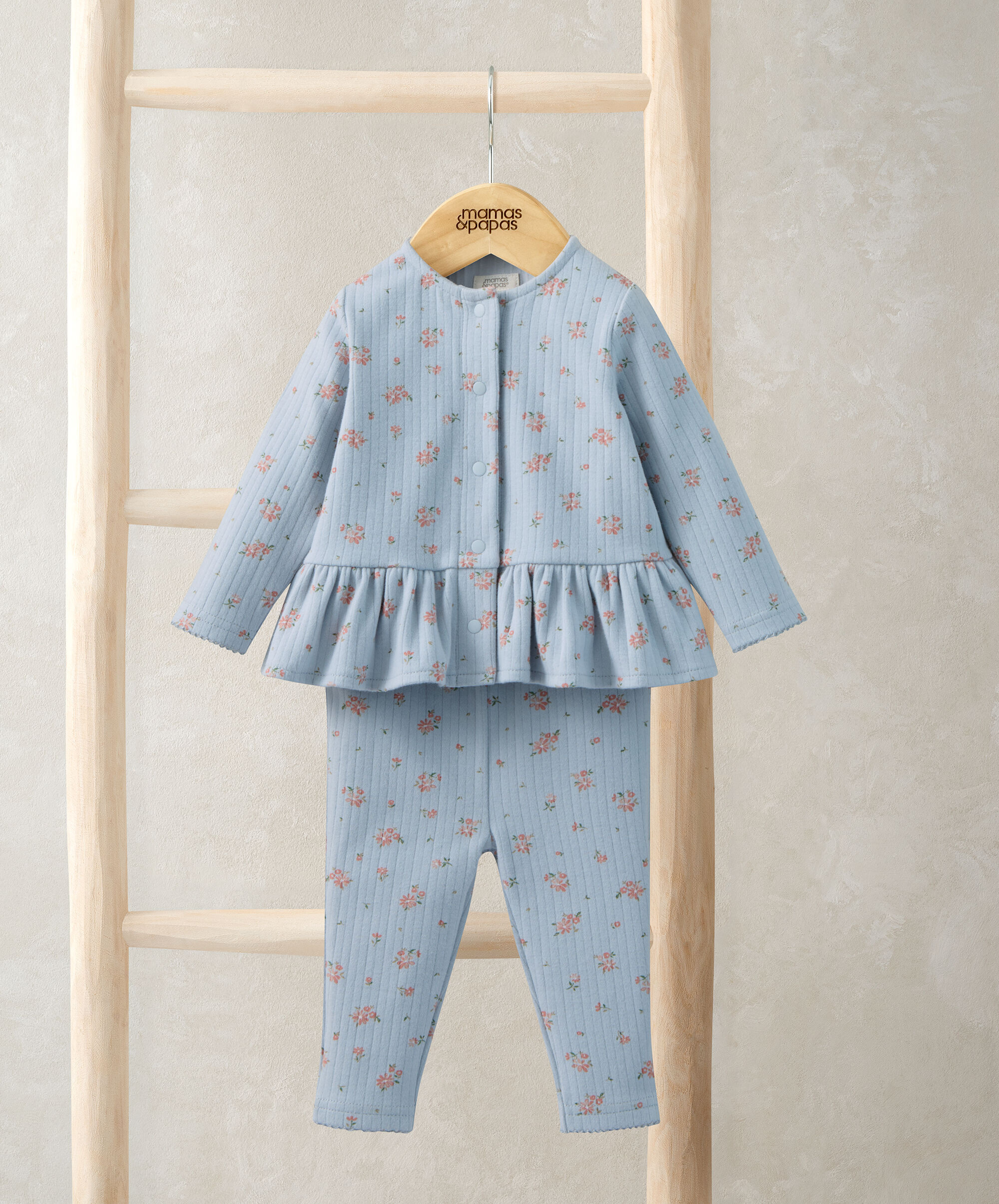 طقم بلوزة بنقشة زهور ولغينغز، قطعتين image number 2