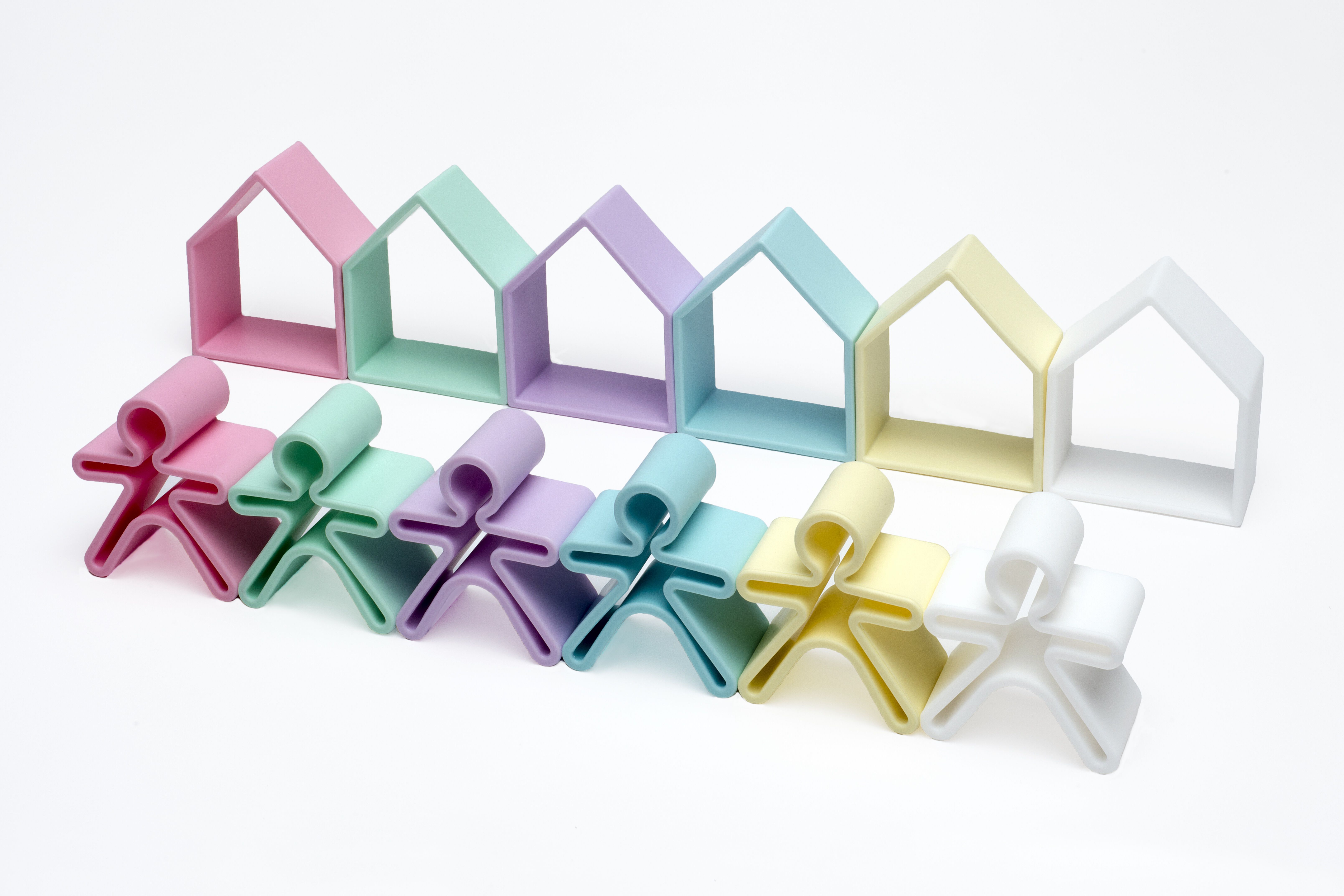 لعبة 6 أطفال + 6 منازل بألوان فاتحة من دينا image number 1