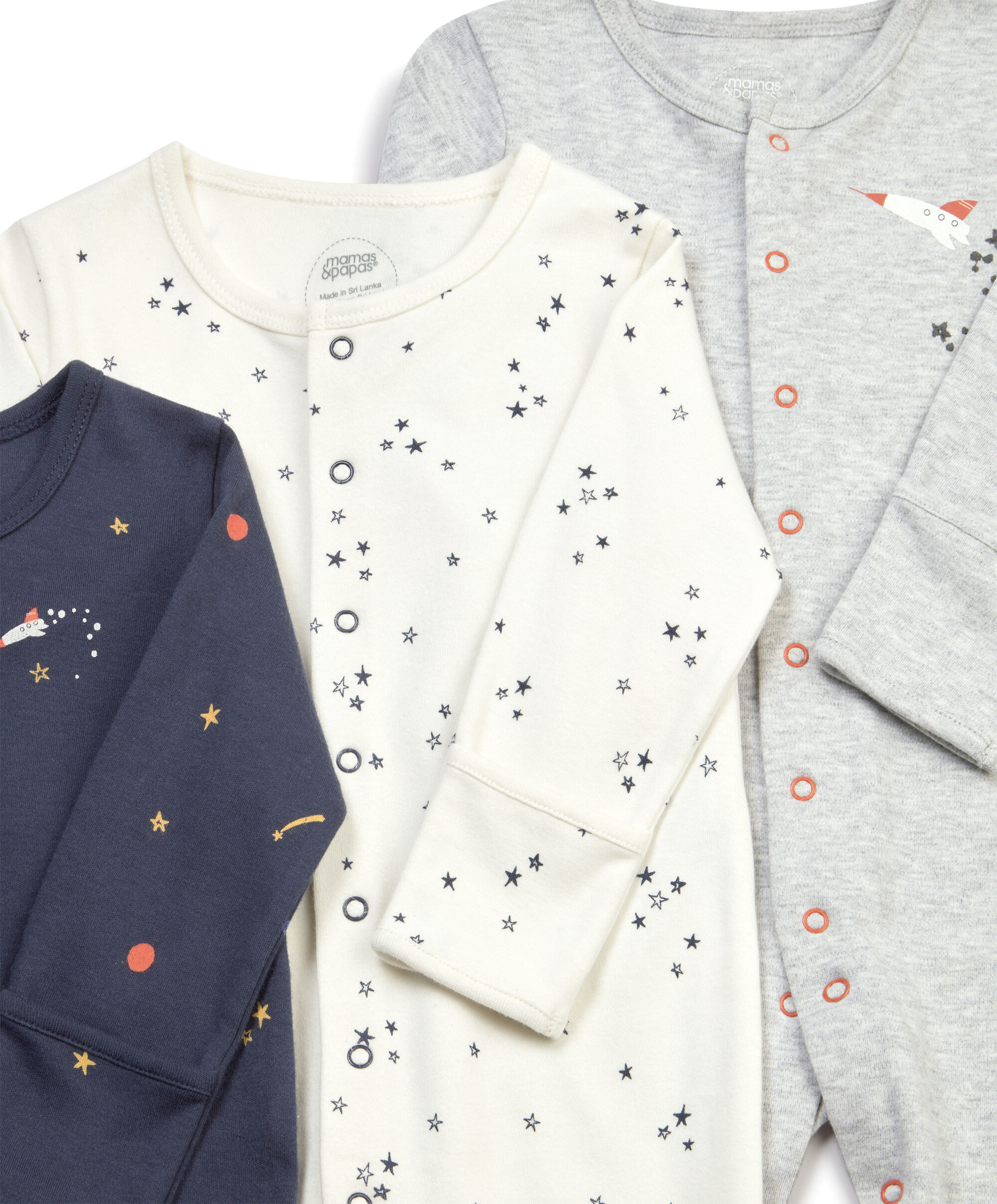 طقم بيجاما قطعة واحدة قطن جيرسيه بنقشة فضاء - 3 قطع image number 2