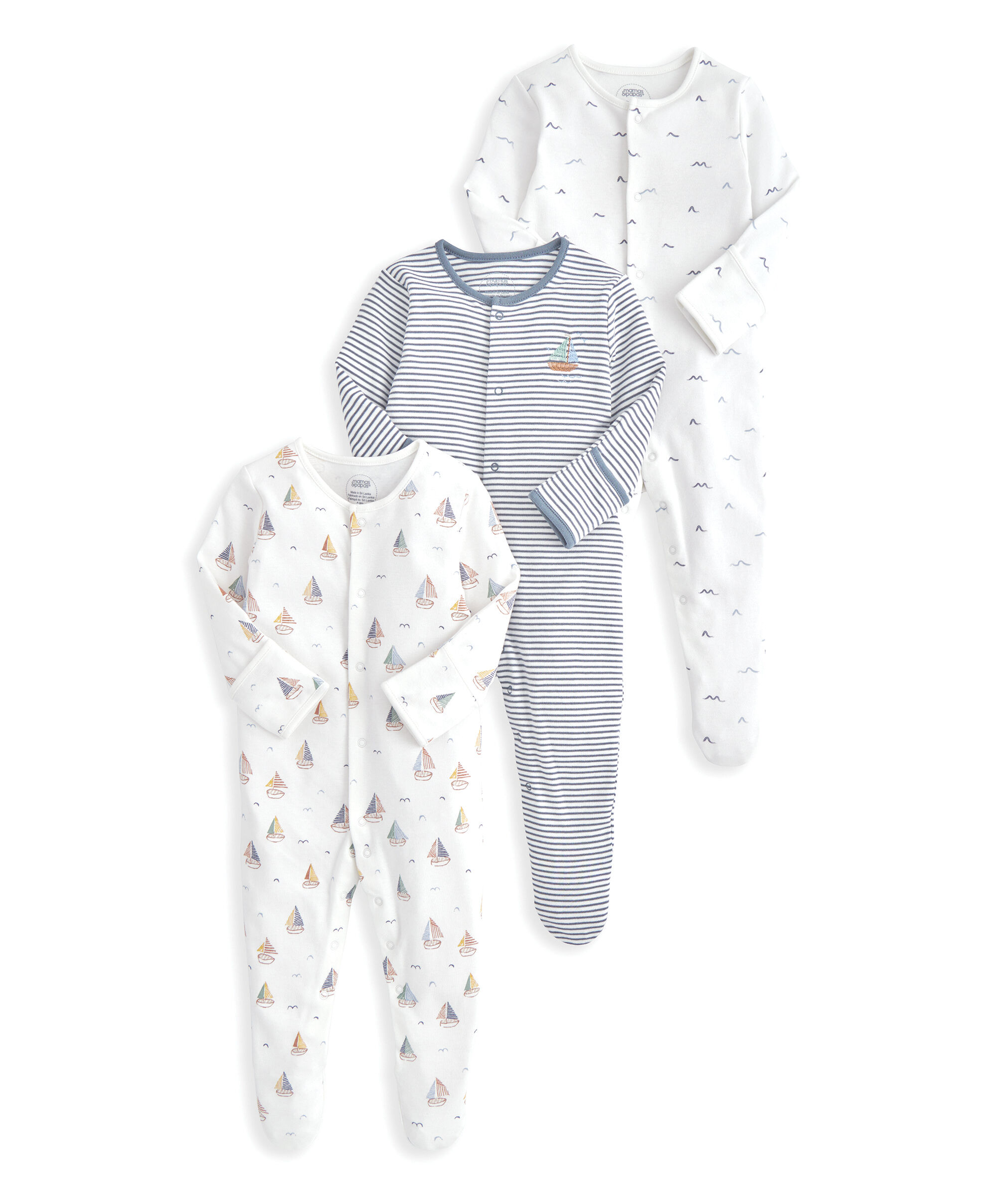 طقم بيجامة بطبعات بحرية، 3 قطع image number 2