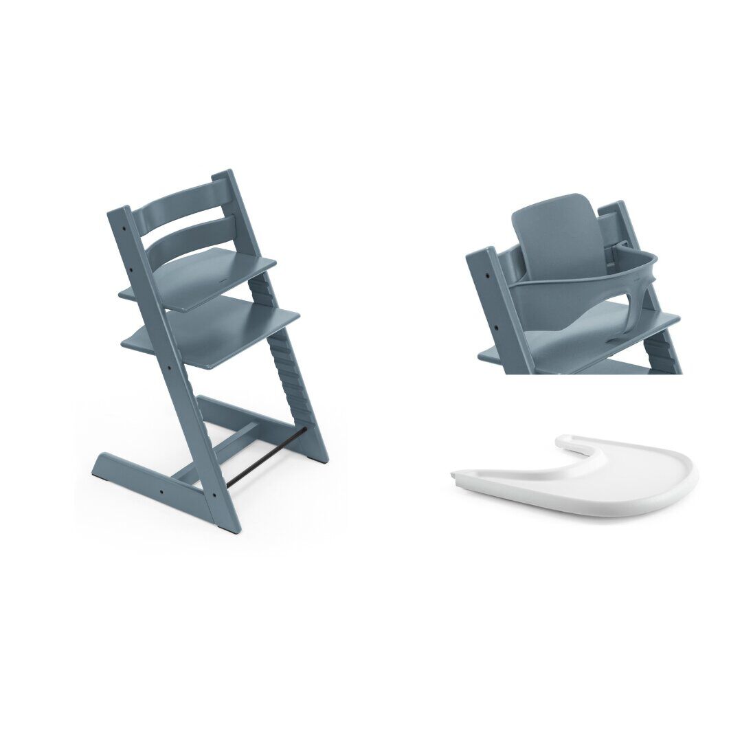 Stokke Tripp Trapp High Chair Glacier Green + Baby Set + Tray​ Bundle ( 3 pieces) image number 1
