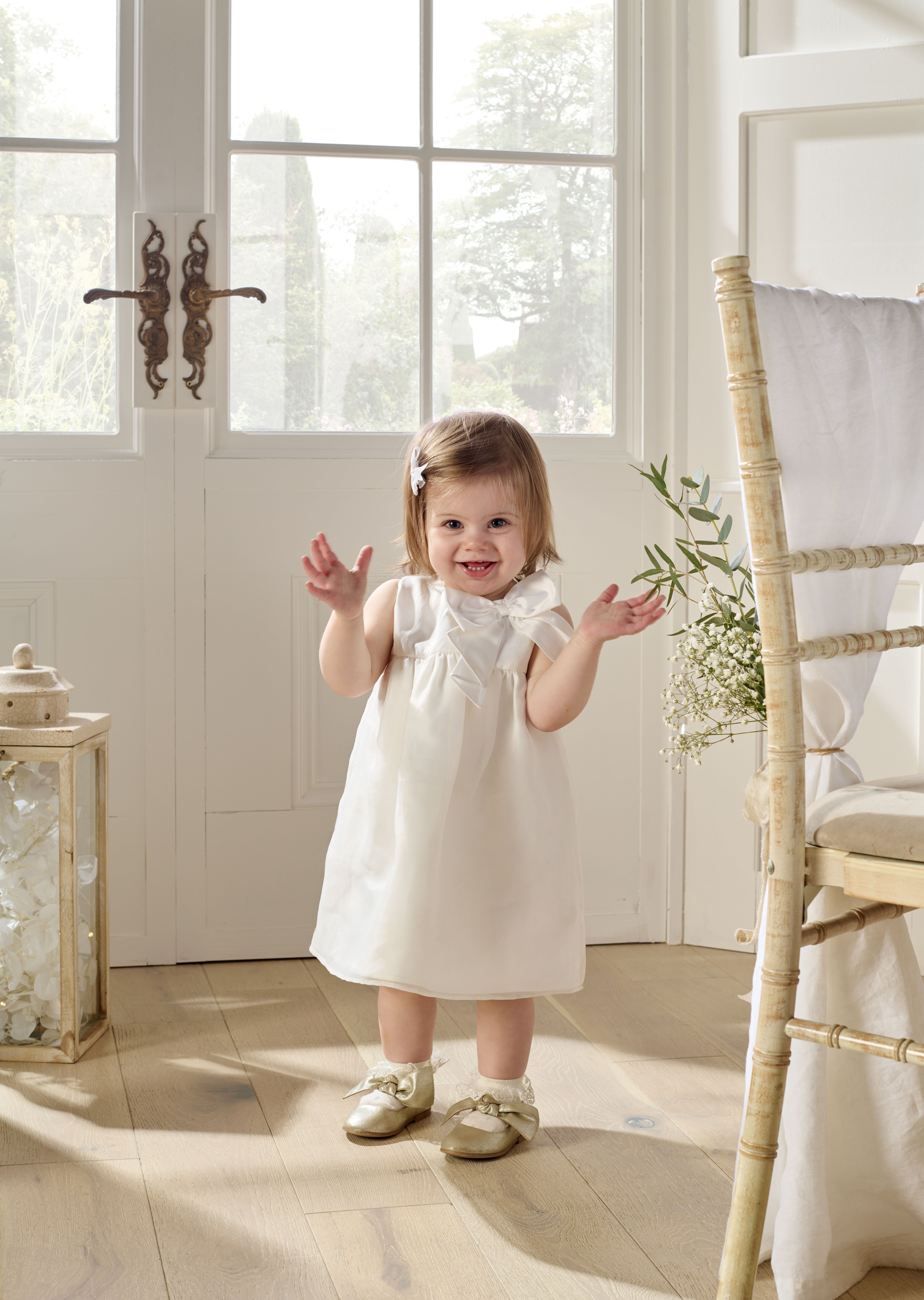 فستان أورجانزا بعقدة - أبيض image number 3