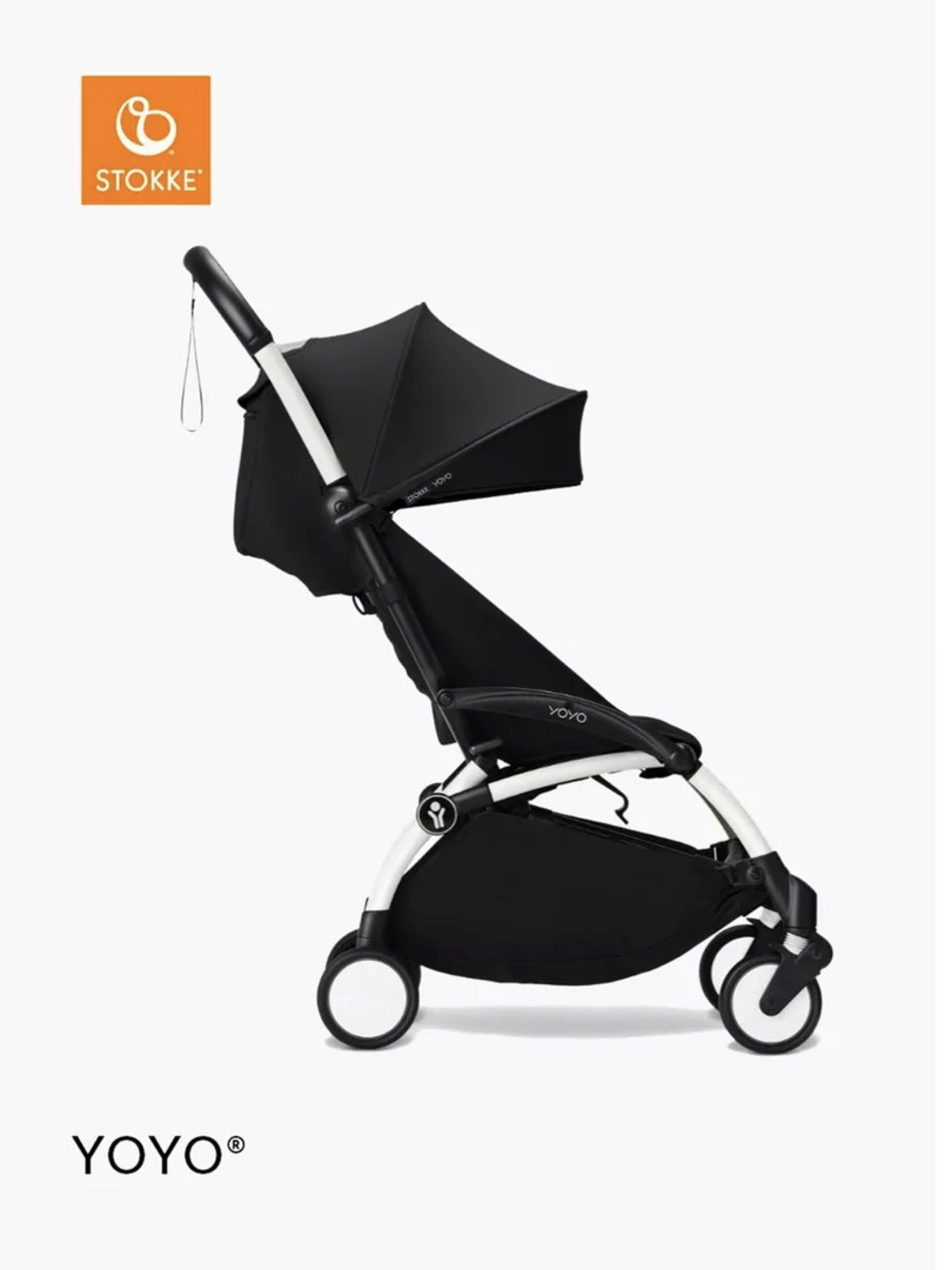 مجموعة هيكل أبيض لعربة أطفال ستوك يويو3 مع مجموعة مقعد للأطفال لعمر 6 شهور فأكثر بلون أسود (قطعتين) image number 2