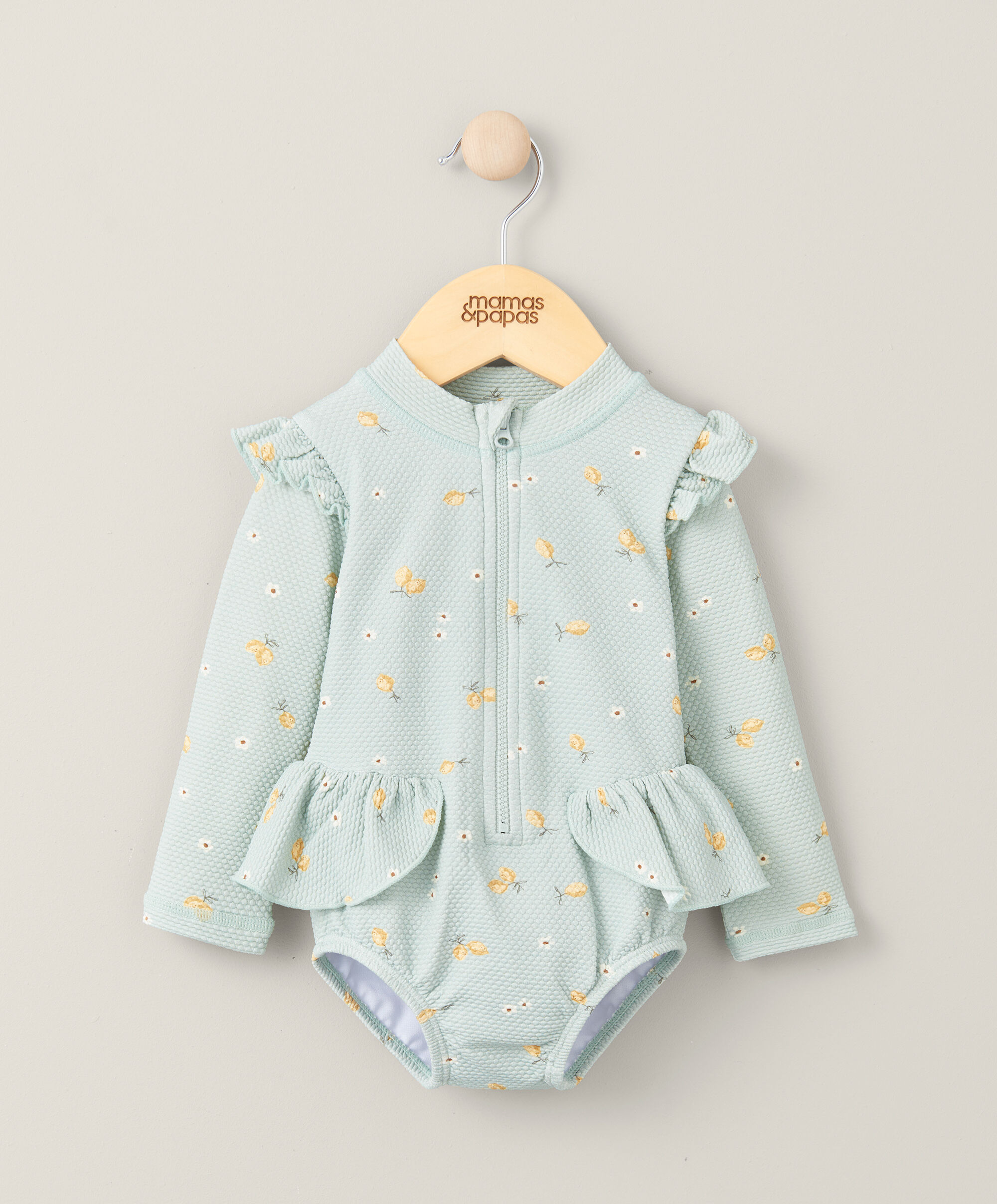 بدلة سباحة بكشكش وأكمام طويلة - وردي