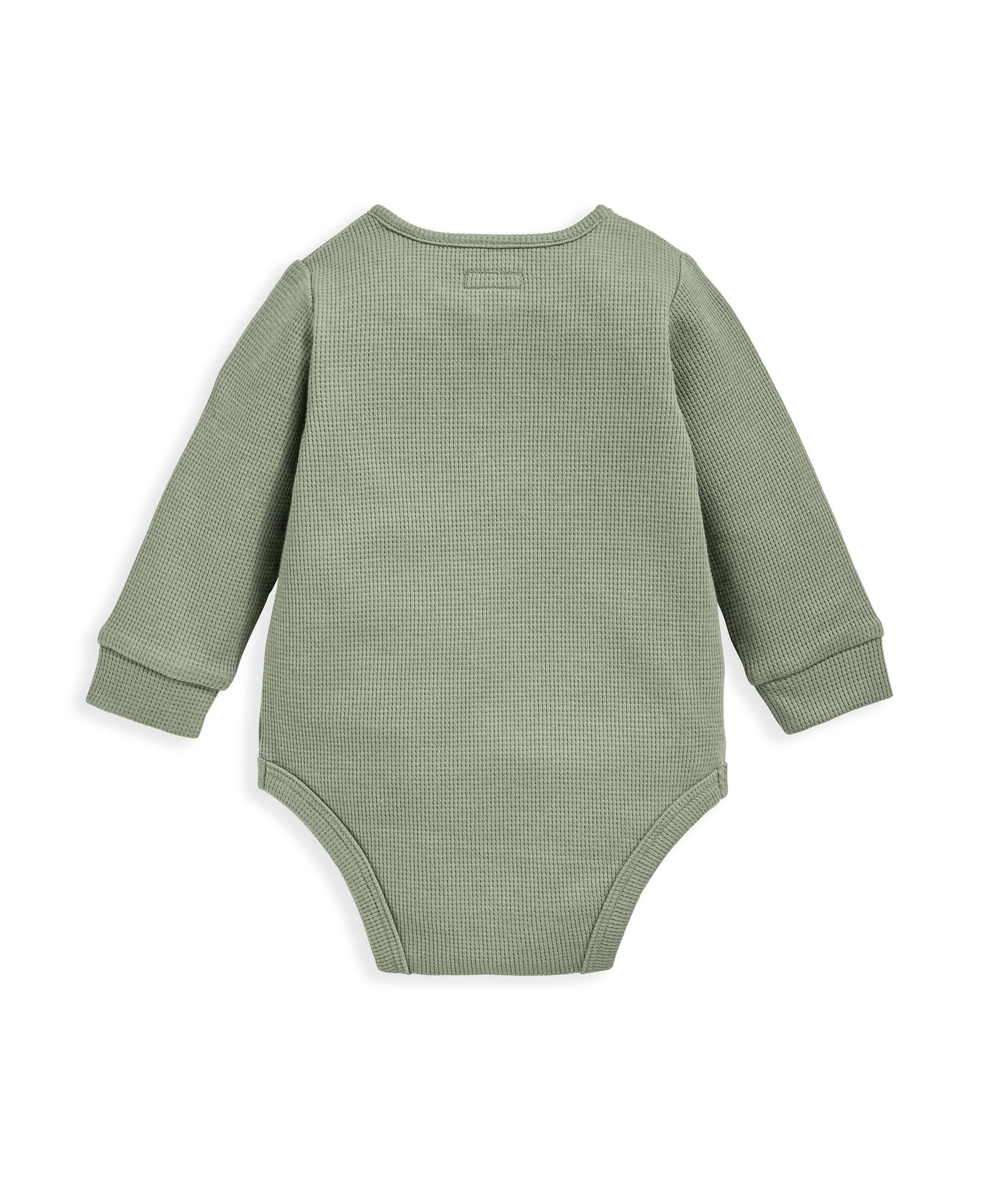 لباس قطعة واحدة بنسيج متشابك وزر- أخضر image number 3