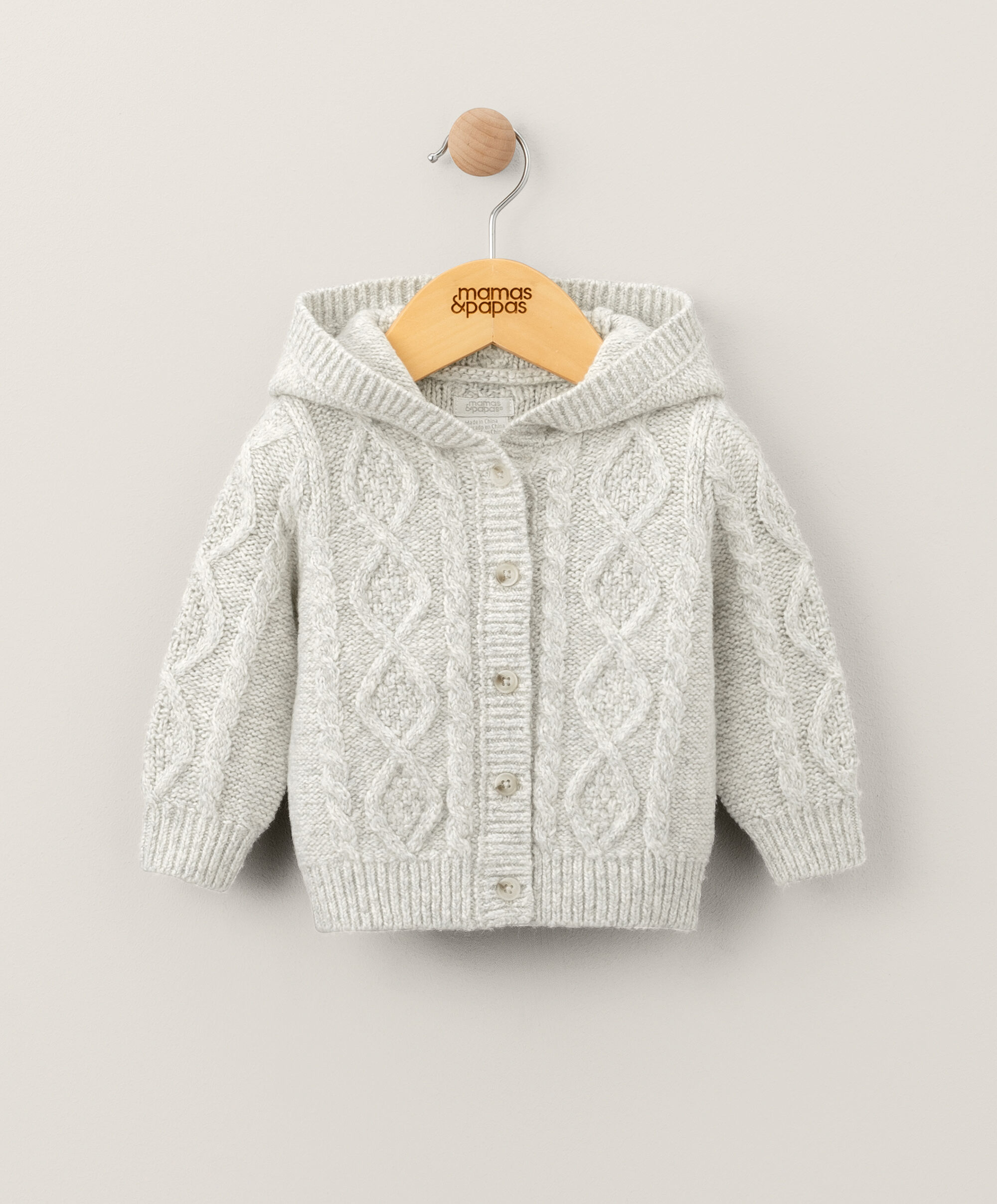 كارديغان منسوج بغرزة الضفيرة - رمادي image number 1