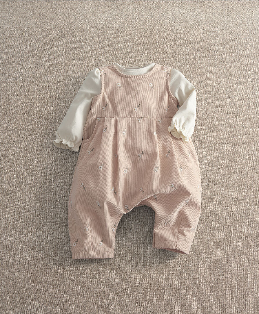 2pc Cord Embroidered Romper Set