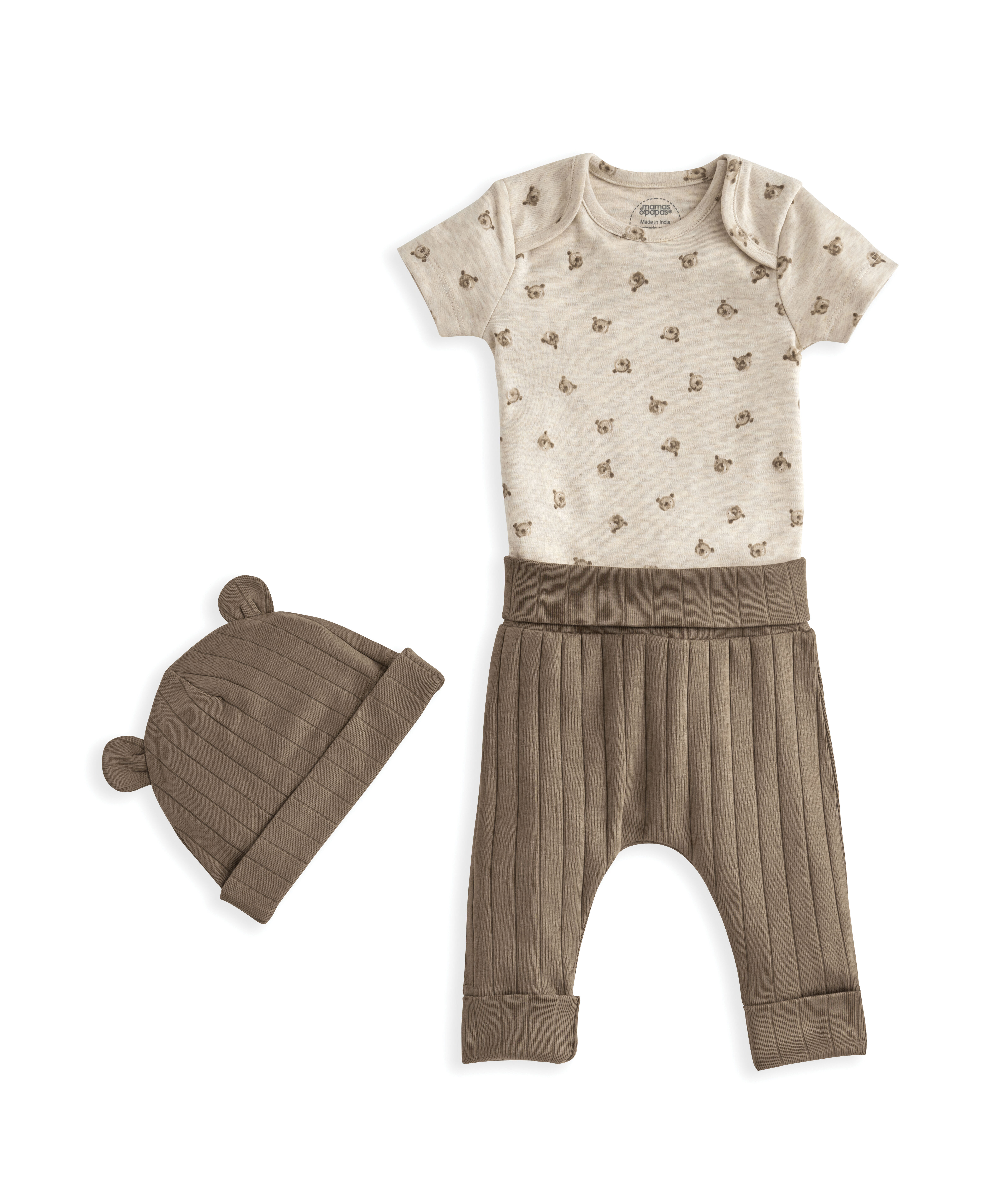 طقم لباس قطعة واحدة بنقشة دب - 3 قطع image number 2