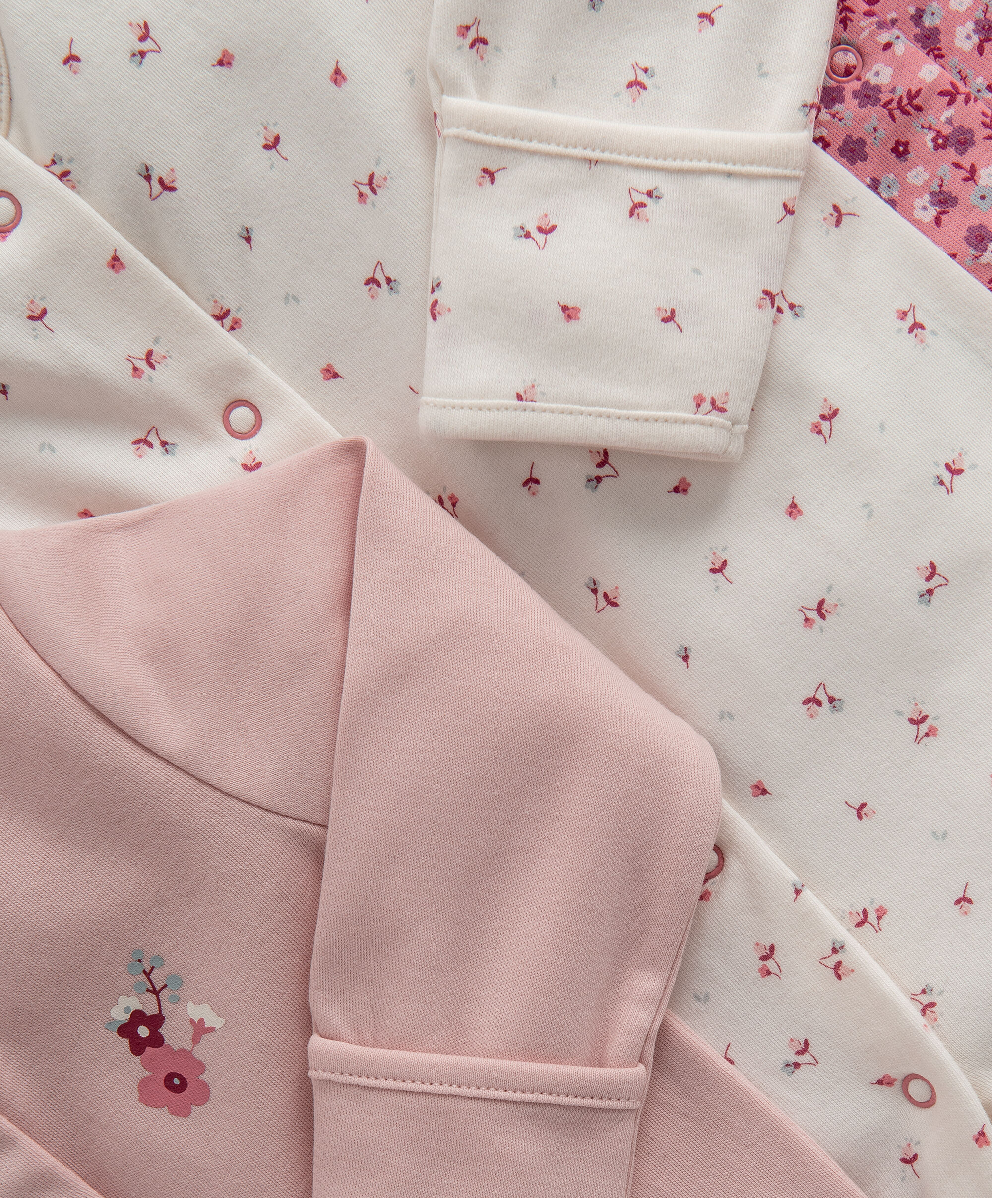 طقم بيجاما قطعة واحدة بنقشة زهور- 3 قطع image number 2