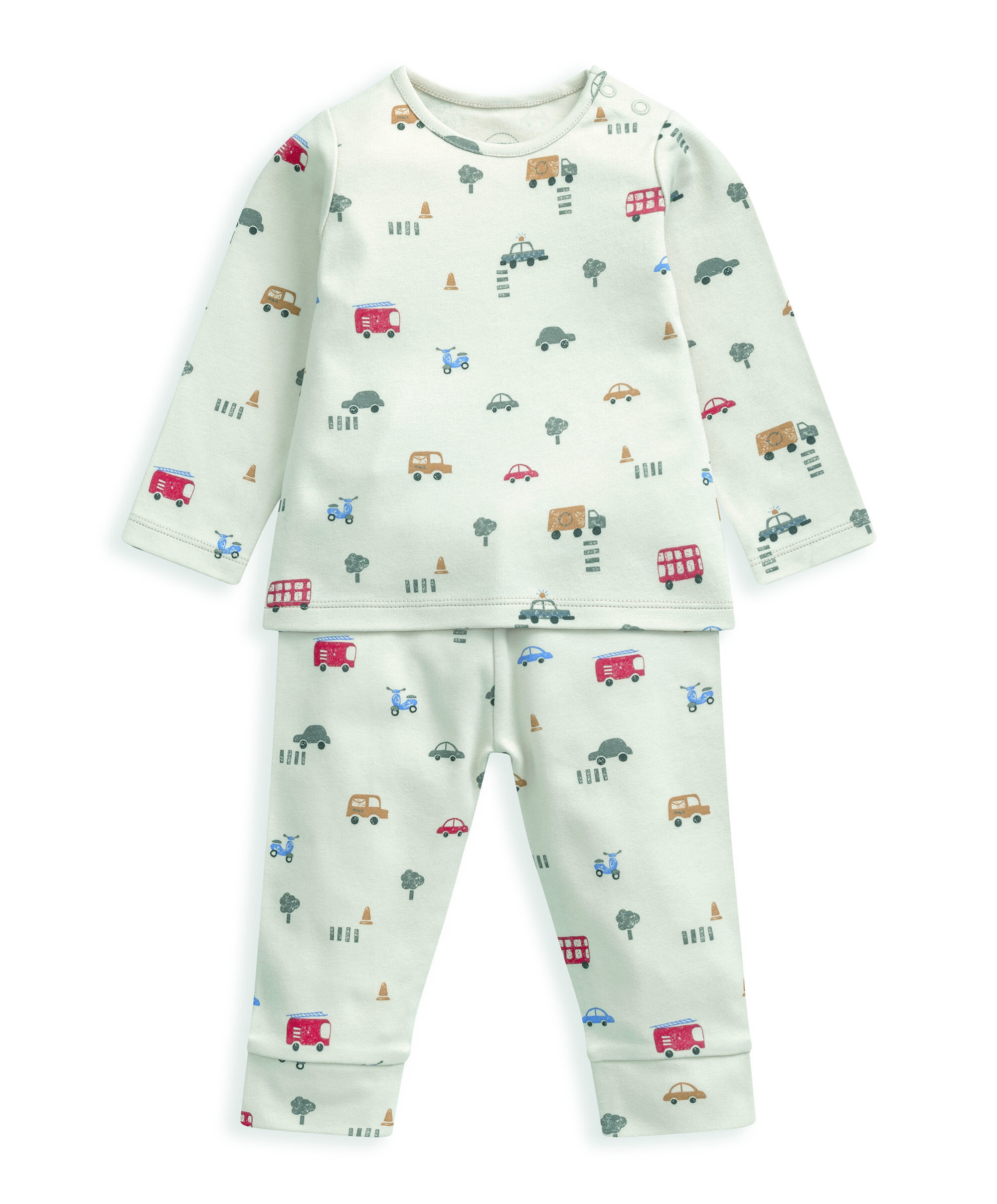 طقم بيجاما جيرسيه بنقشة سيارة - قطعتان image number 2