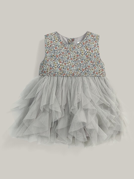 Liberty Print Waterfall Tulle Dress Cream image number 2