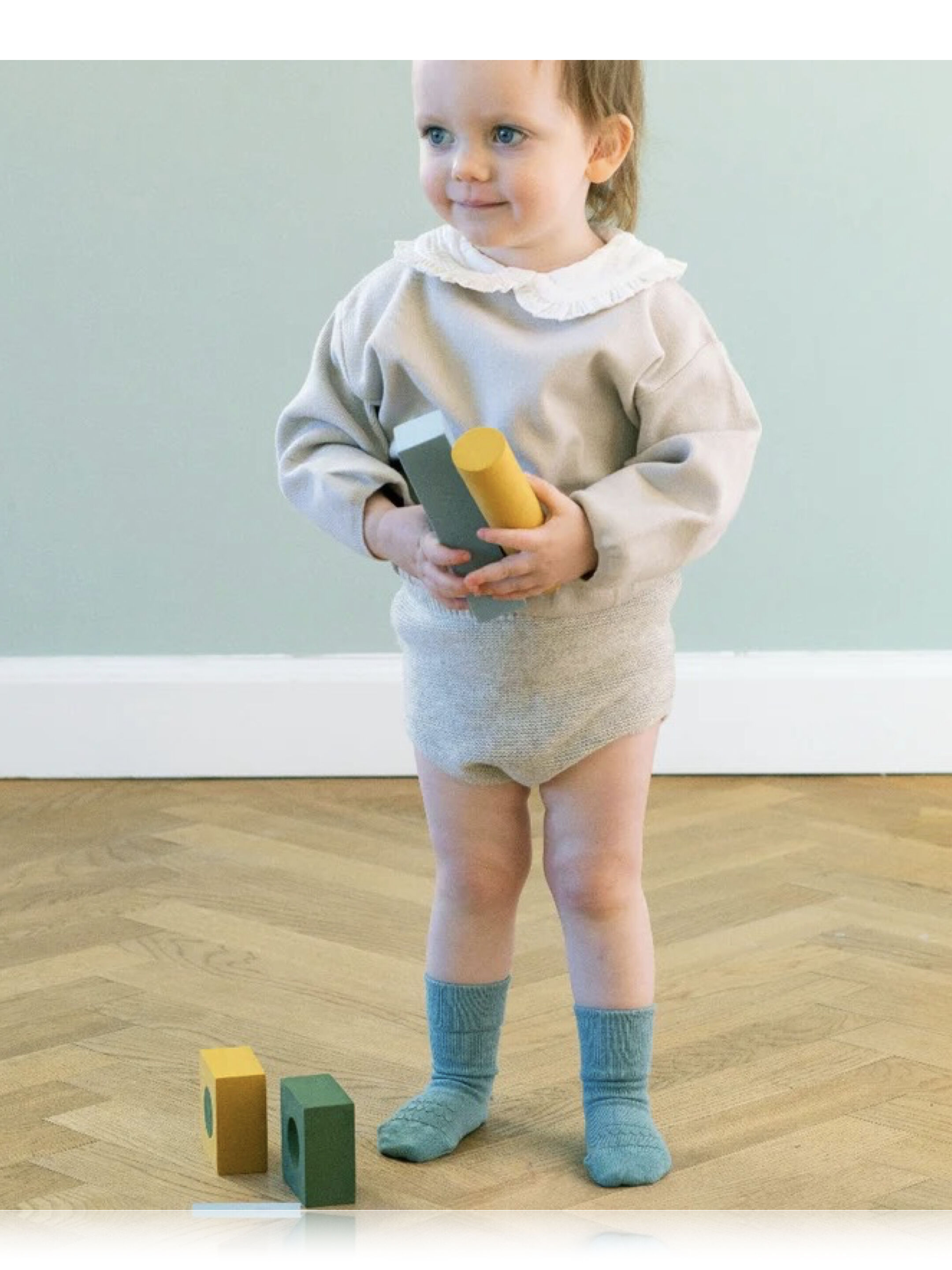 جوارب بامبو مضادة للانزلاق - أزرق فاتح image number 1