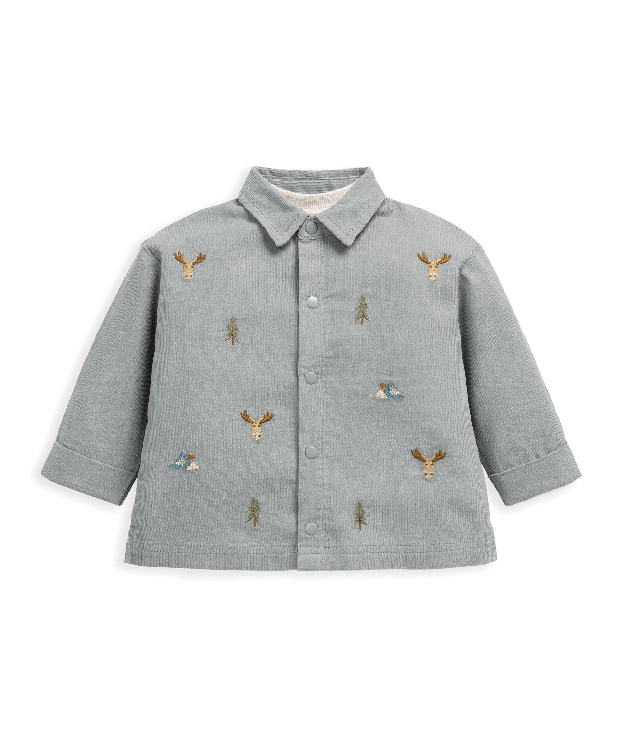 طقم قميص قطن مخملي مضلع وتيشيرت image number 2