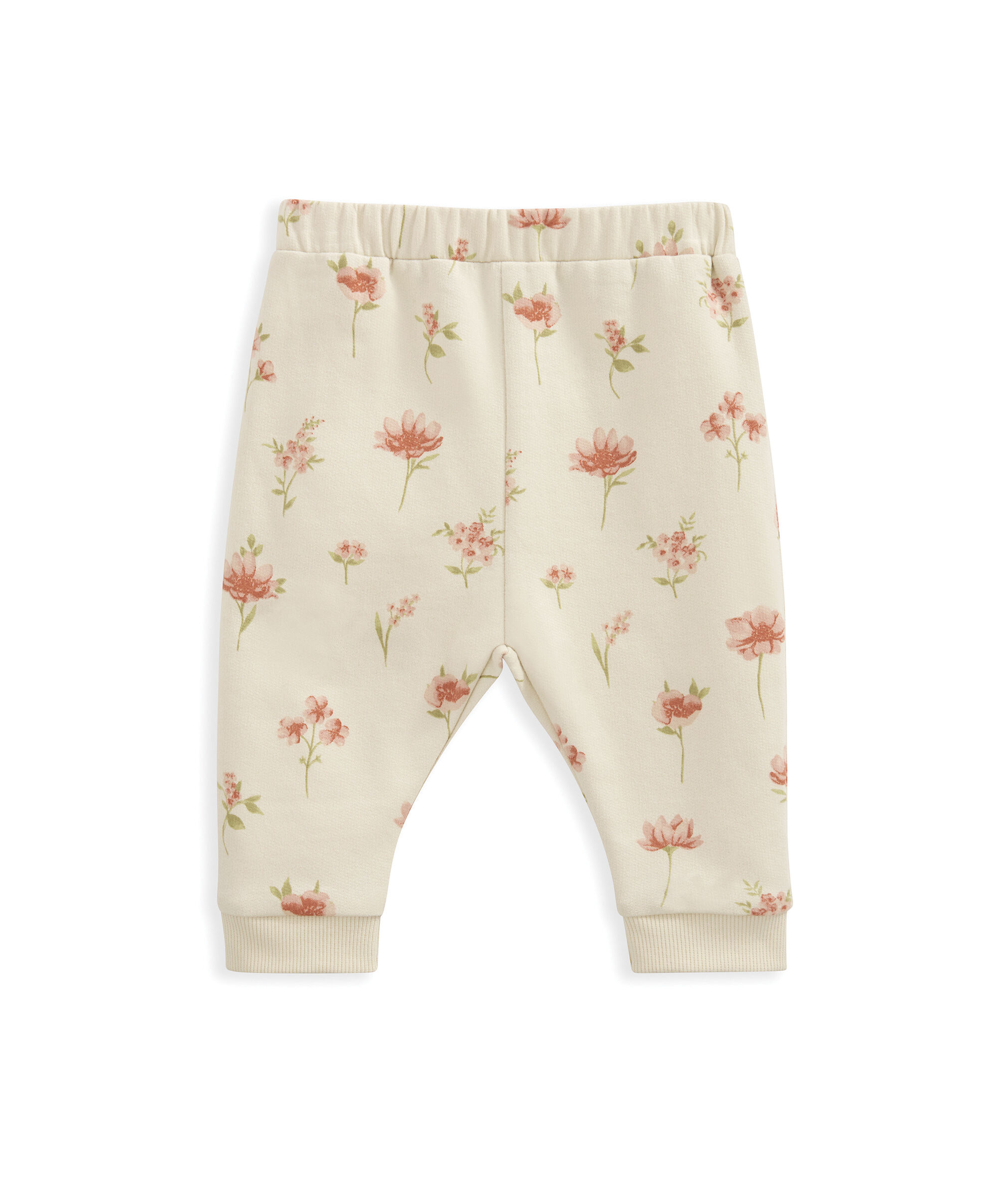 طقم لباس قطعة واحدة وبنطال رياضي بنقشة زهور بألوان مائية - وردي image number 3