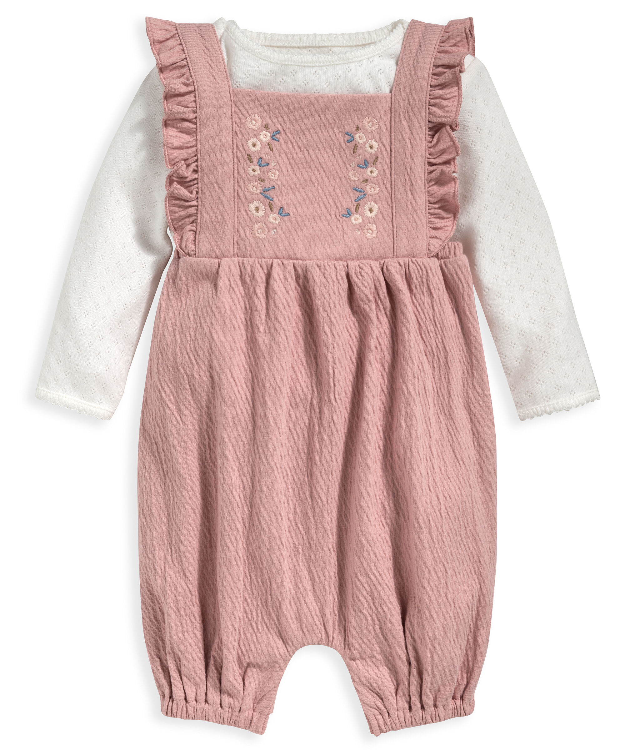 طقم لباس قطعة واحدة وردي ودنغري - قطعتان image number 1