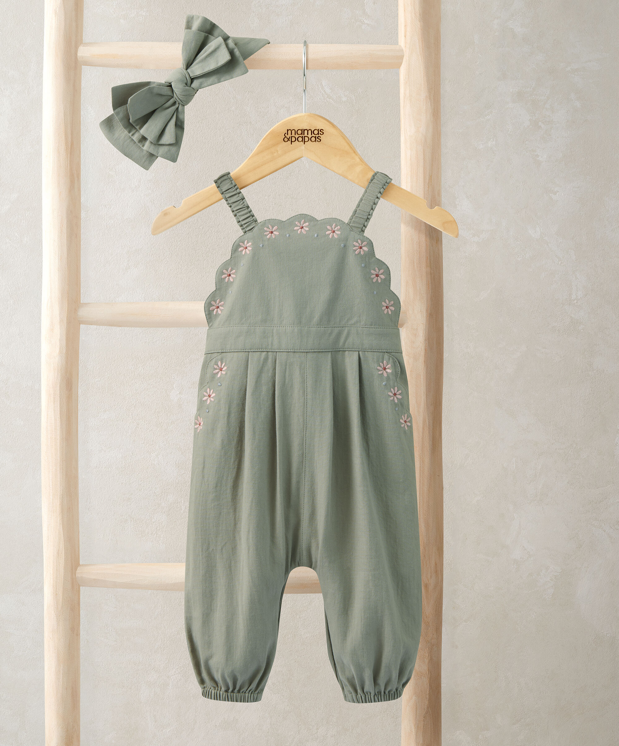 طقم دنغري بتفاصيل صدفية وطوق للرأس، قطعتين image number 1