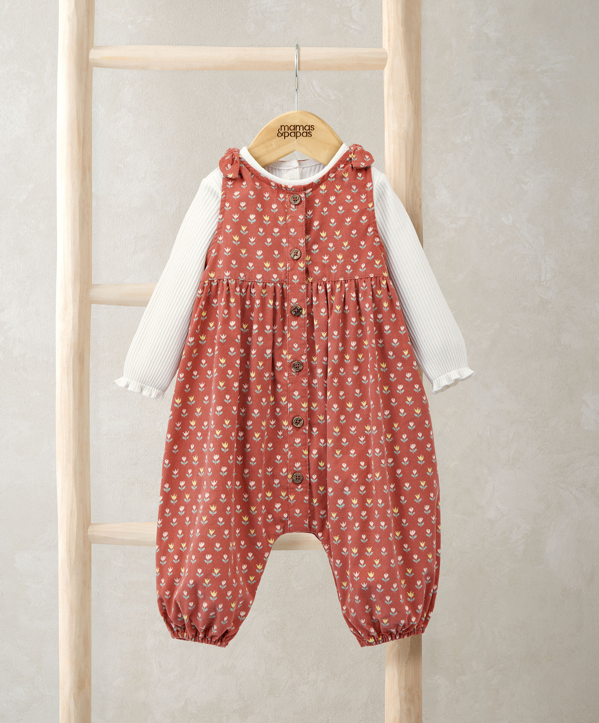 طقم أفرول بنقشة زهور وبودي سوت، 2 قطع image number 1