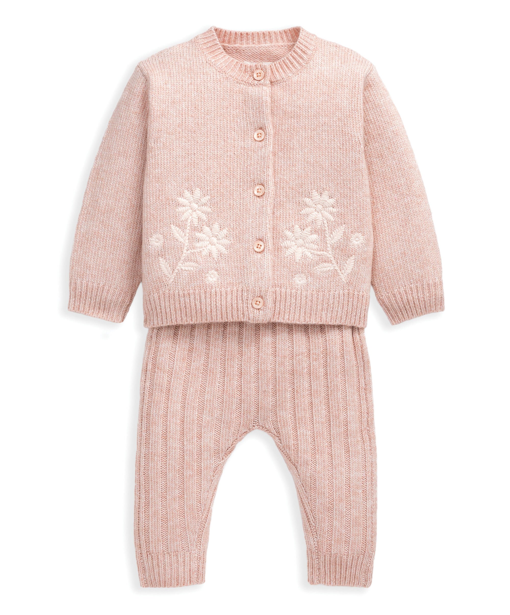 طقم كارديجان ولغينغز بزهور مطرزة image number 2