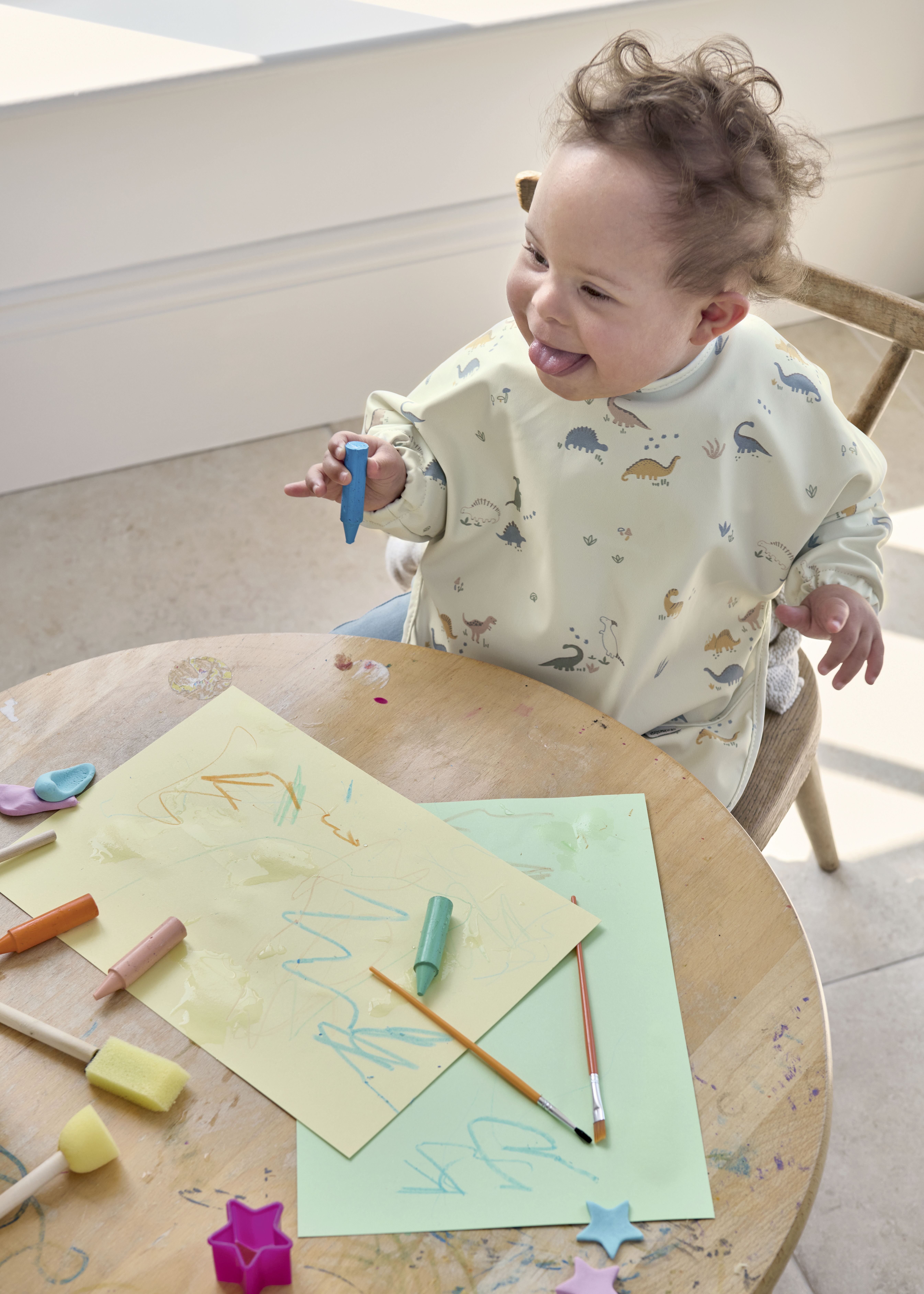 صدرية بأكمام طويلة بنقشة خطوط وديناصور - قطعتان image number 4