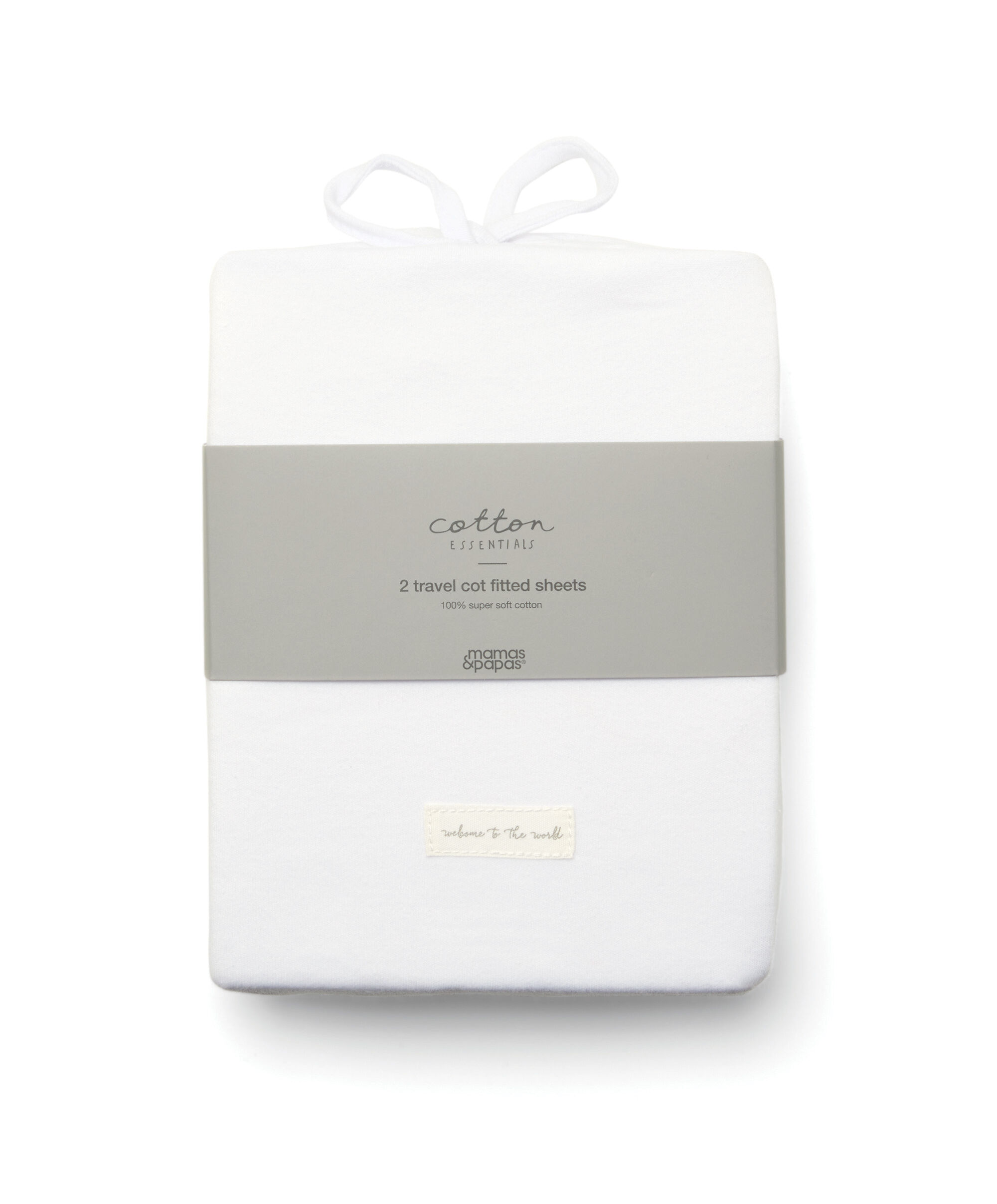 طقم شراشف بحواف مطاطية للمهد المحمول بلون أبيض - قطعتان image number 2