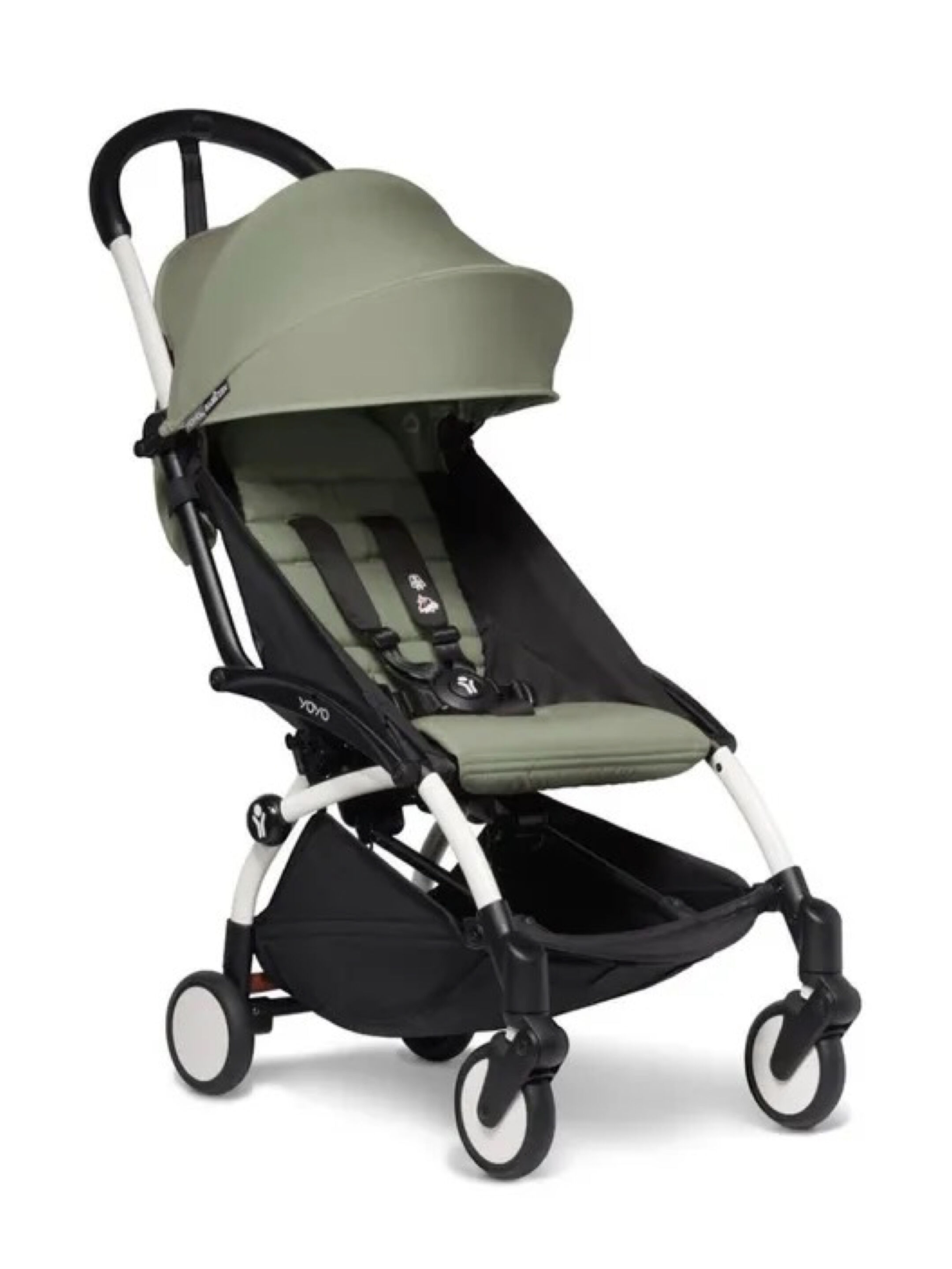 مجموعة هيكل أبيض لعربة أطفال ستوك يويو3 مع مجموعة مقعد للأطفال لعمر 6 شهور فأكثر بلون أوليف (قطعتين) image number 1