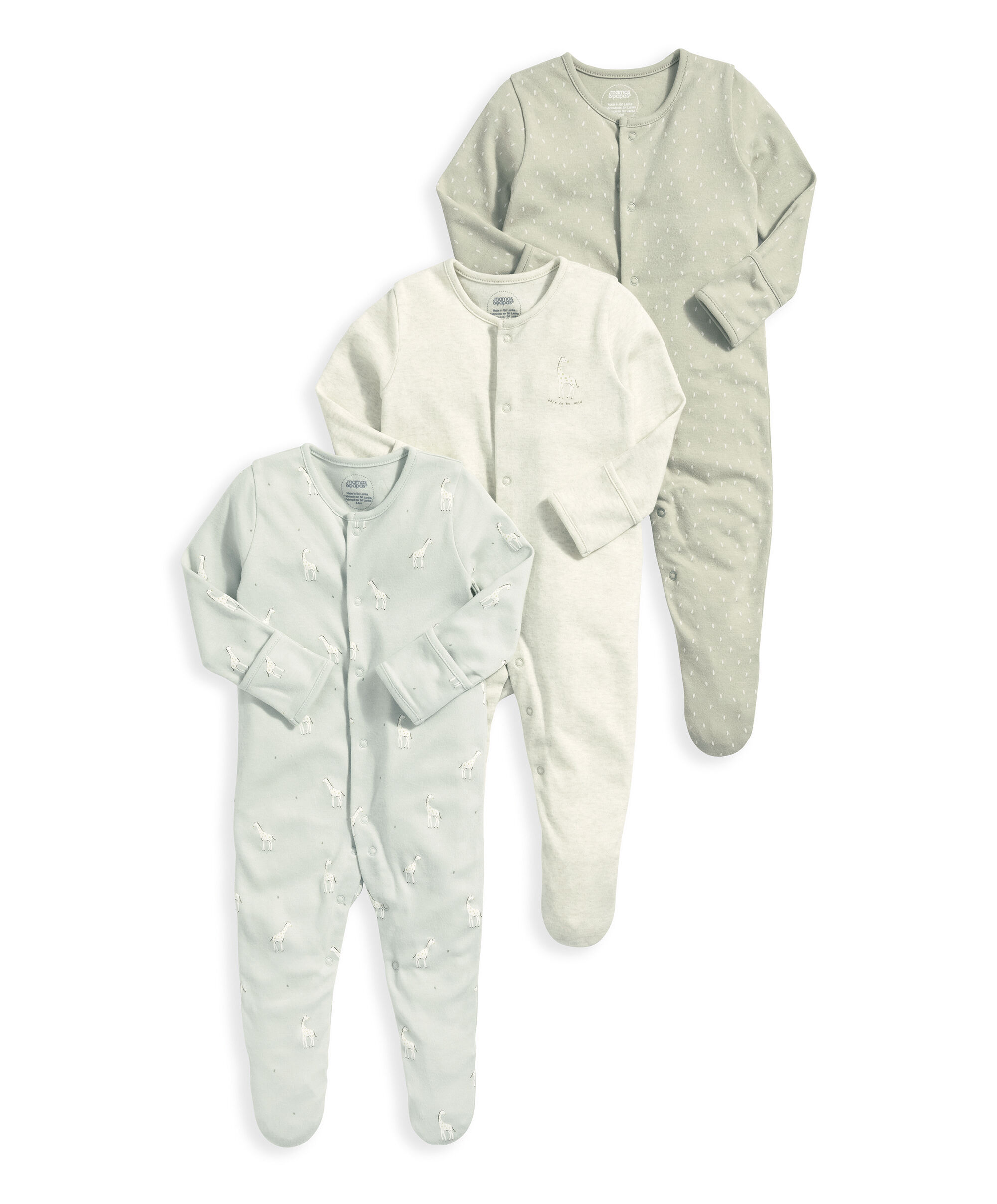 طقم بيجاما قطعة واحدة بنقشة زرافة ونقاط - 3 قطع image number 2