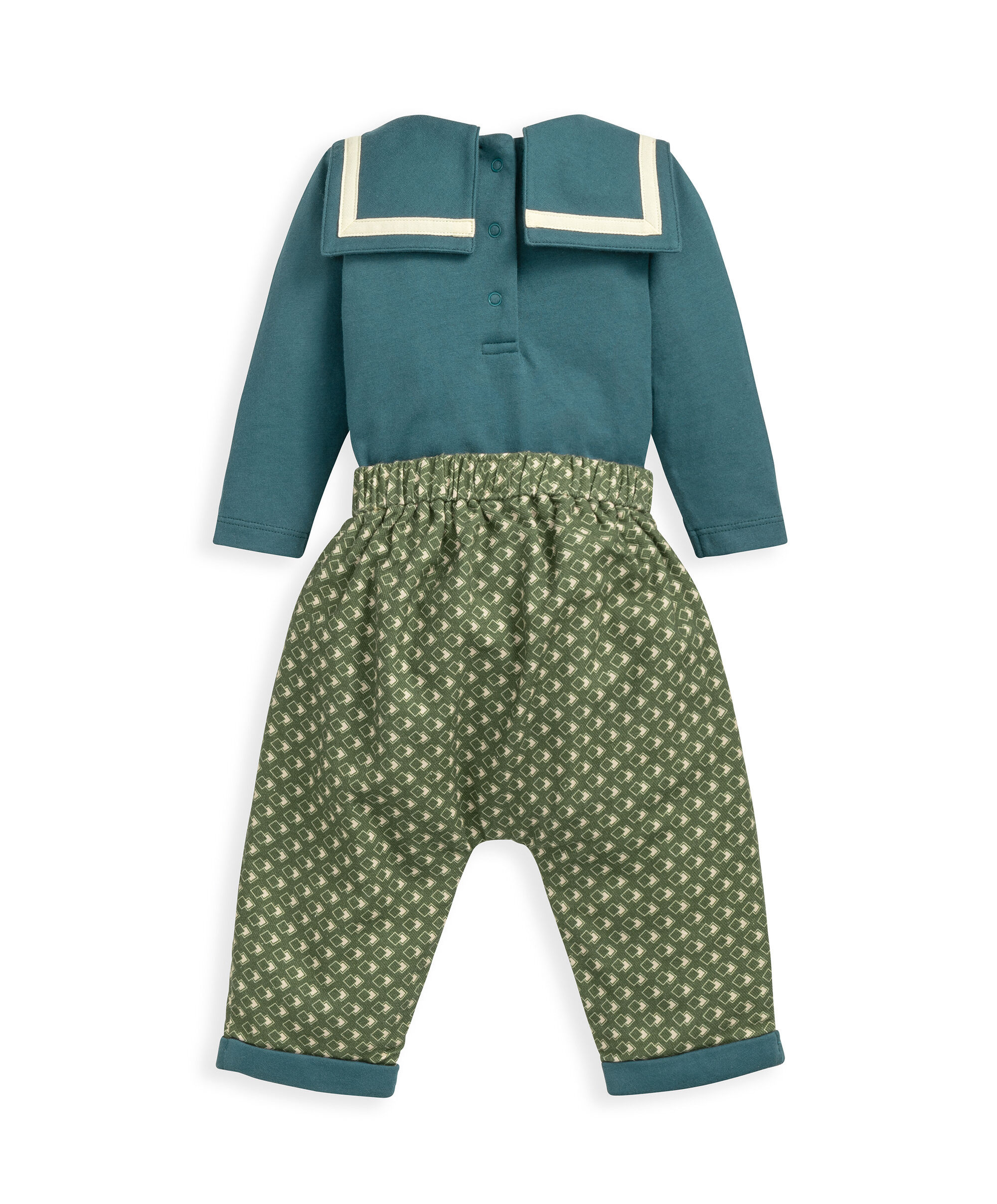 طقم لباس قطعة واحدة بياقة بحارة وبنطال من لورا اشلي image number 3