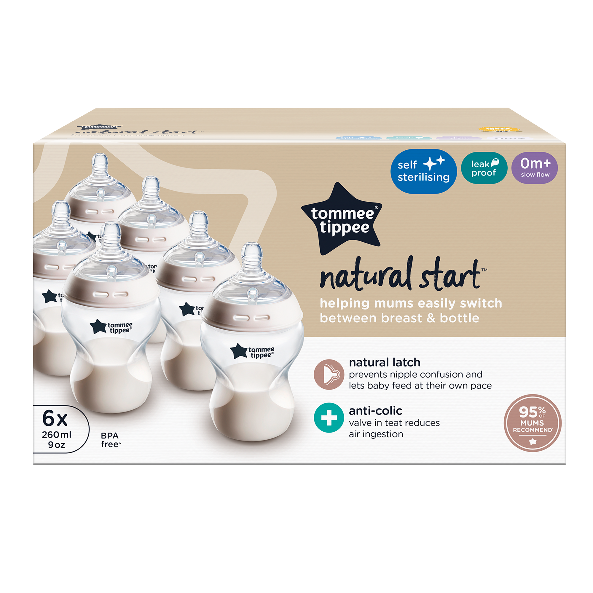 Tommee Tippee Natural Start 6X 260ml Bottles image number 2