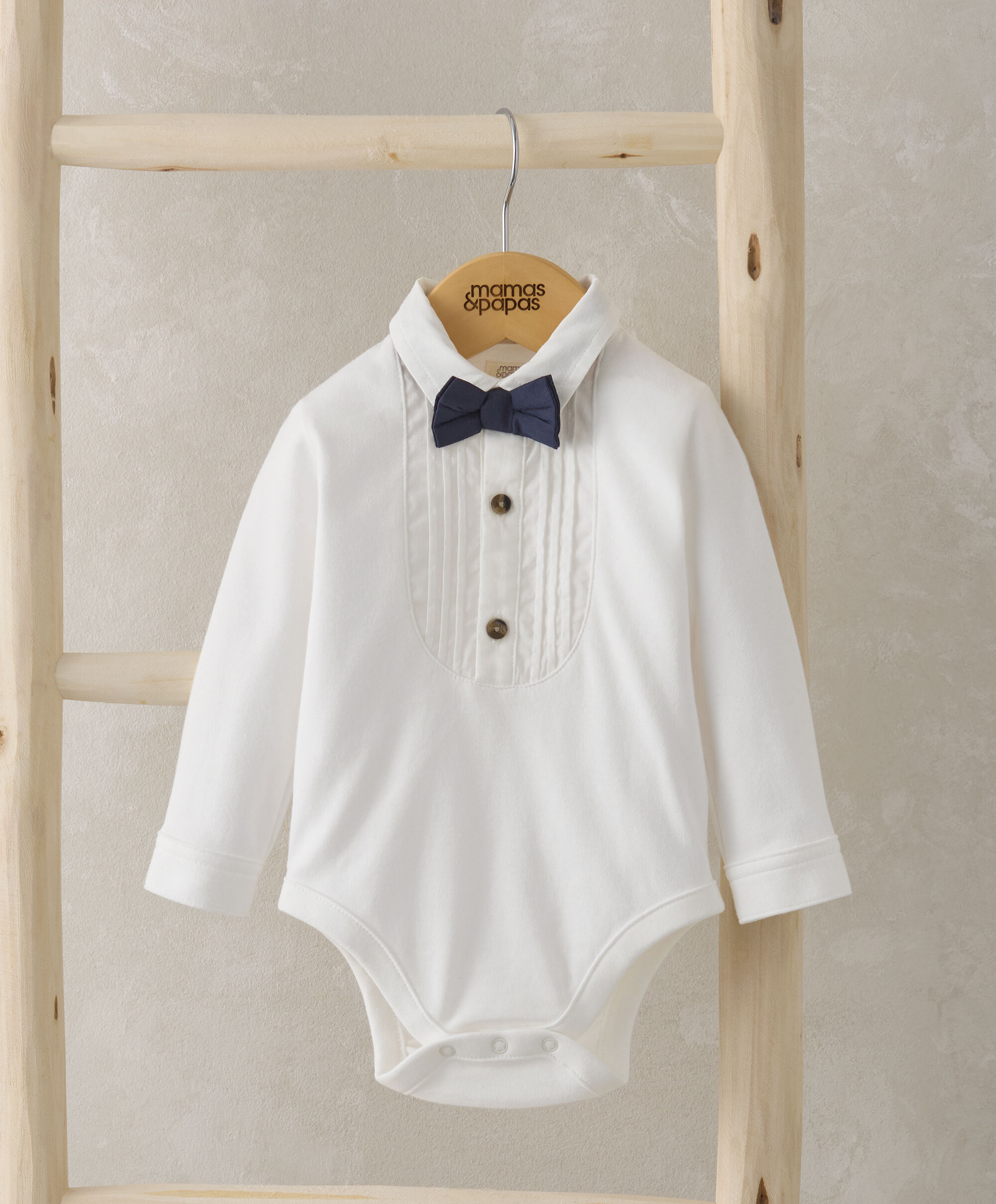 لباس قطعة واحدة بتصميم قميص وربطة عنق فراشة  image number 1