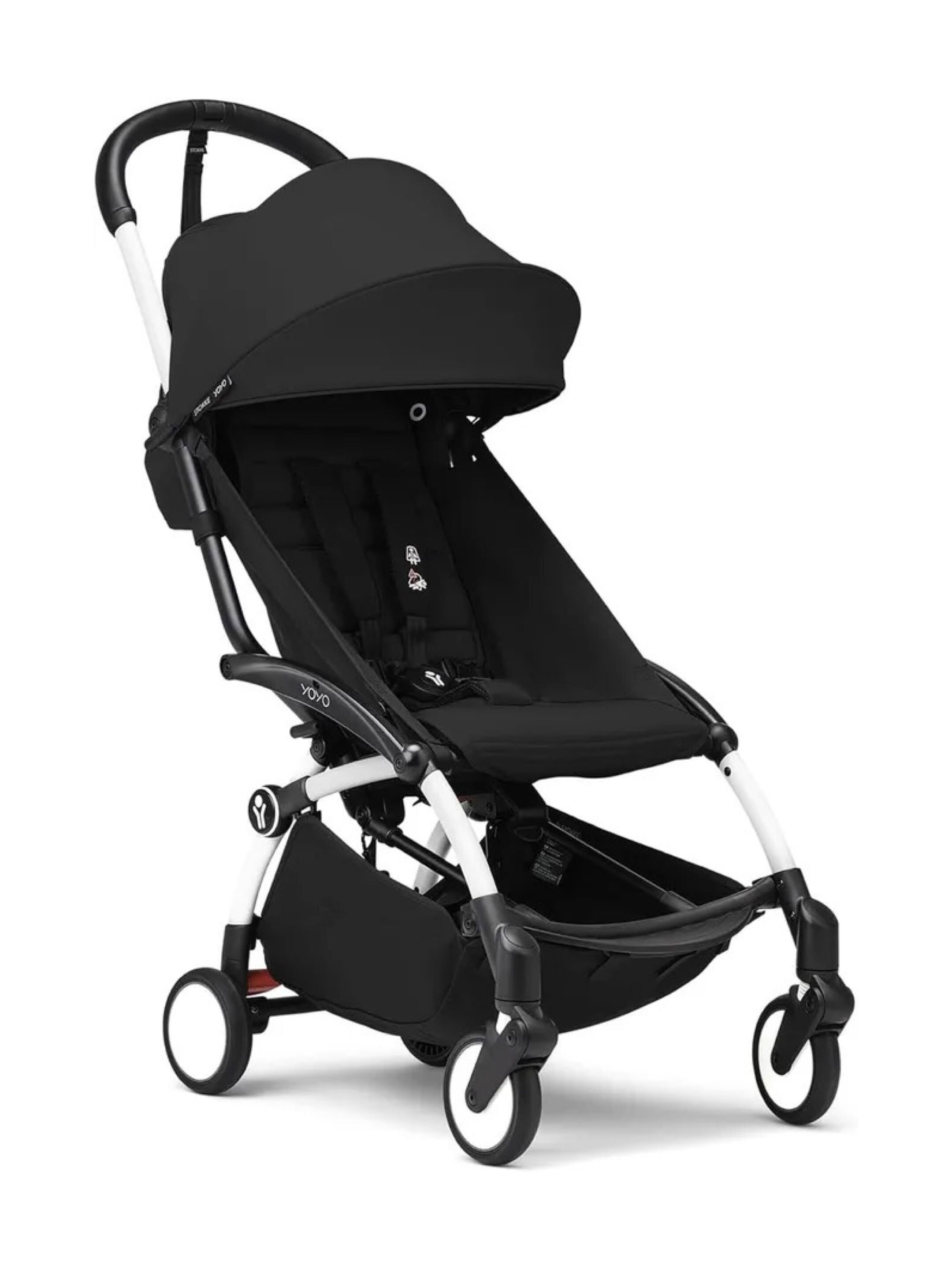 مجموعة هيكل أبيض لعربة أطفال ستوك يويو3 مع مجموعة مقعد للأطفال لعمر 6 شهور فأكثر بلون أسود (قطعتين) image number 1