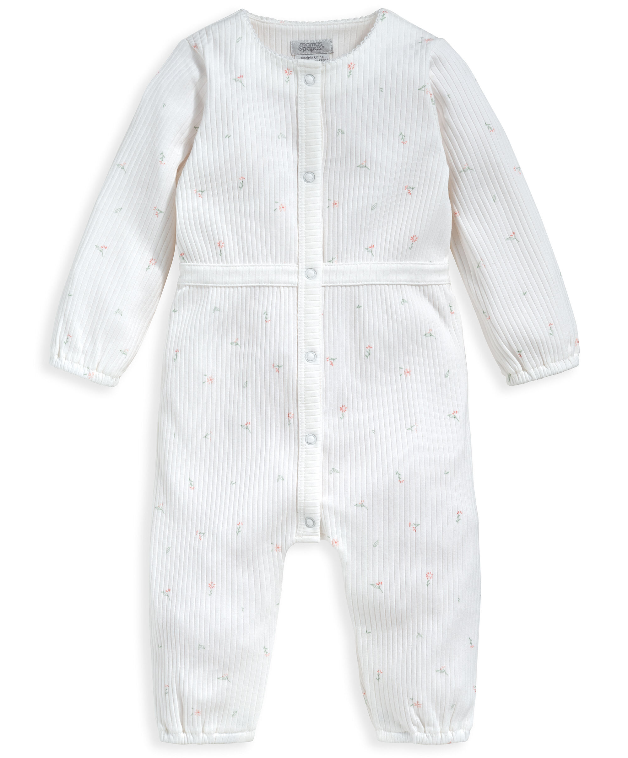 رومبر بخصر مزموم ونقشة زهور image number 1