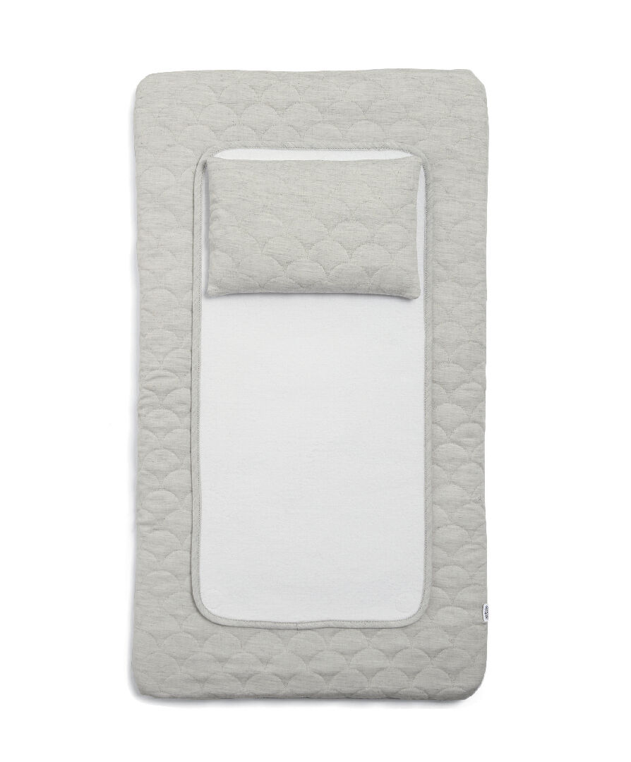 مفرش تغيير حفاضات فاخر ويلكم تو ذا وورلد - رمادي بتصميم صدفي