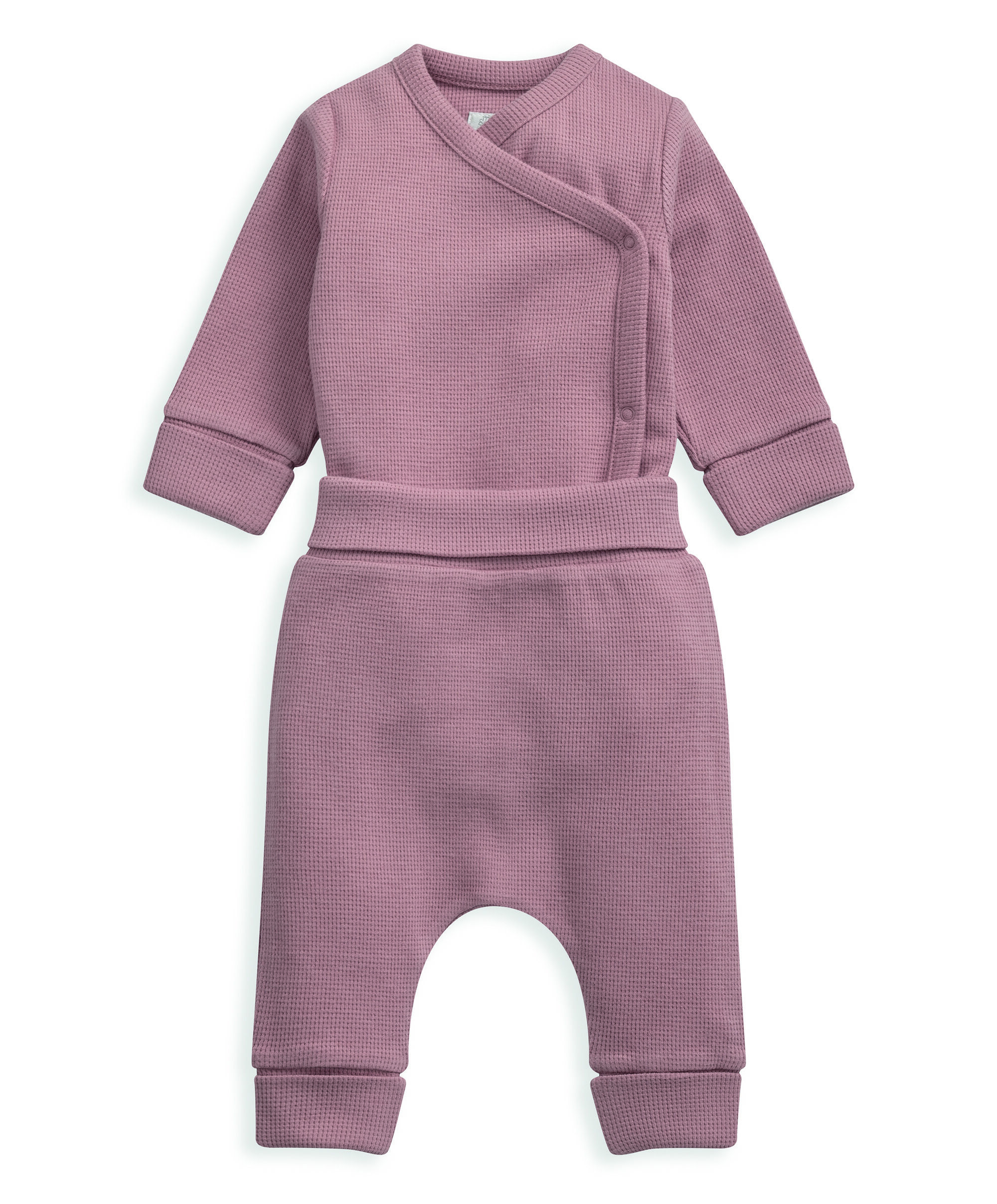 طقم بنسيج متشابك بلون وردي داكن - قطعتان image number 2