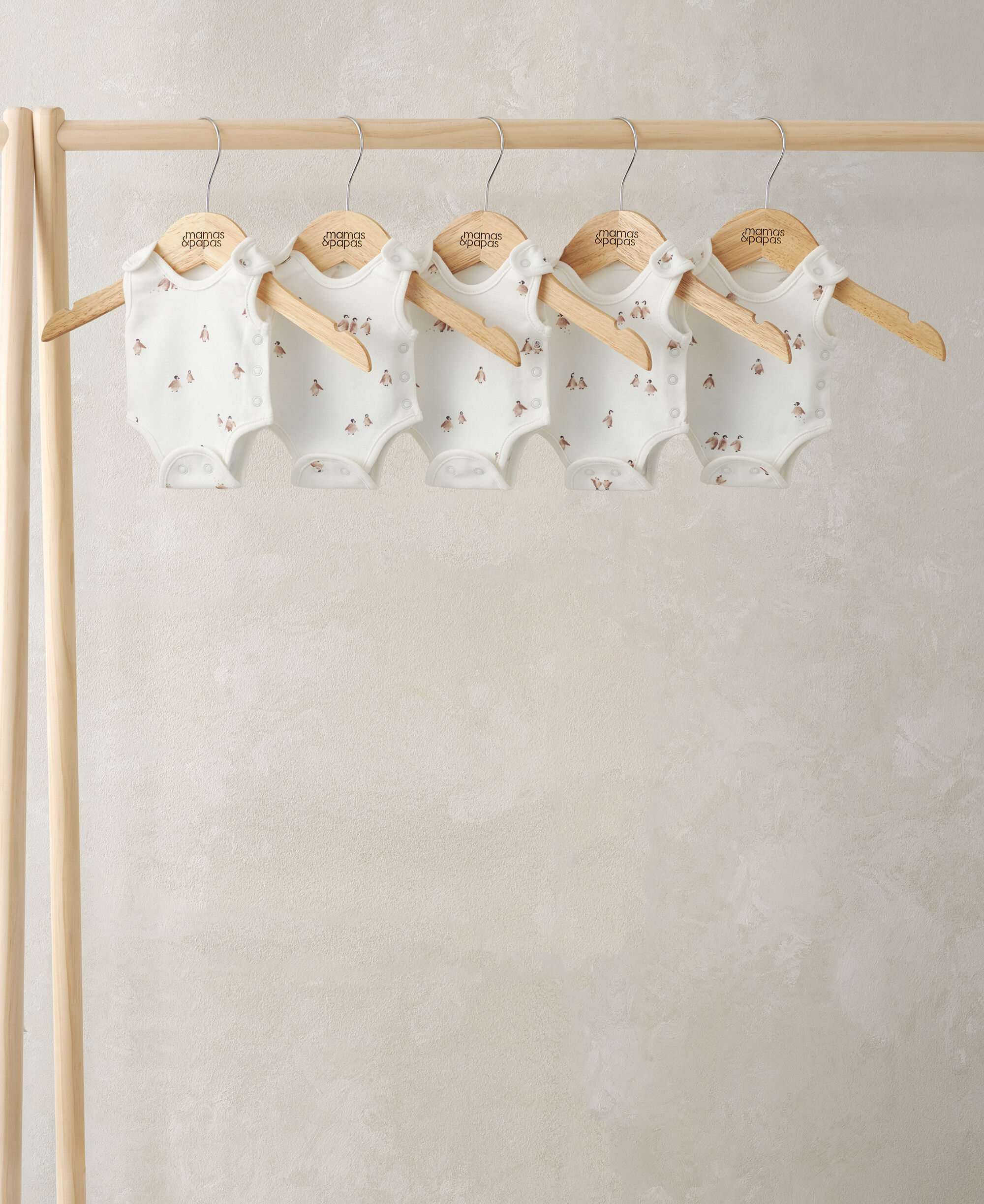 طقم بودي سوت بنقشة طائر لقلق للرضع، 5 قطع