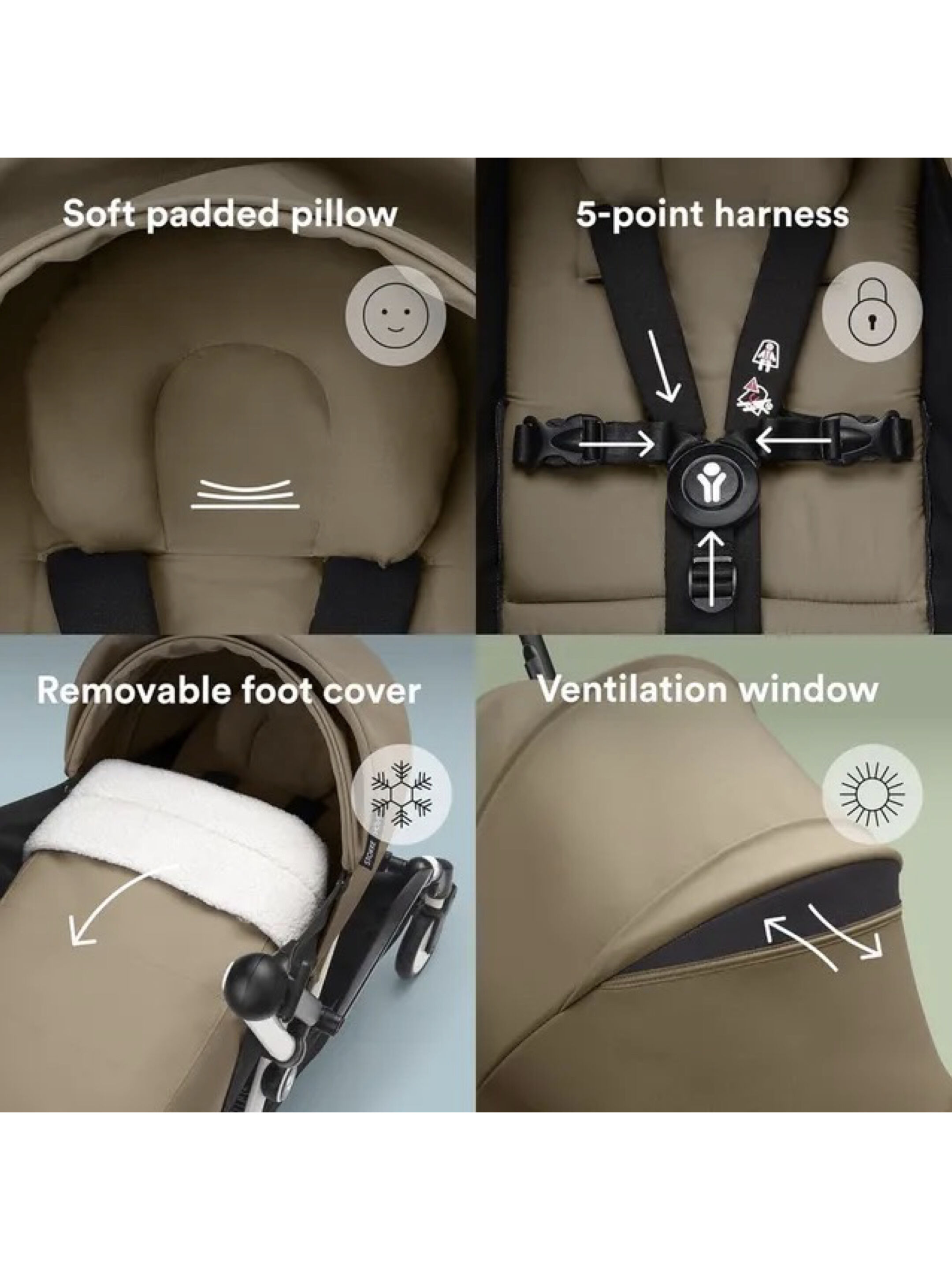 مجموعة عربة أطفال كاملة ستوك يويو 3 بإطار أسود لحديثي الولادة فأكثر ولعمر 6 شهور فأكثر - توفي، 3 قطع image number 4