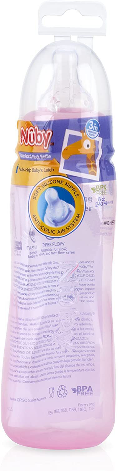 زجاجة رضاعة بلون فاتح وحلمة مضادة للمغص من نوبي - 240 ملل image number 2