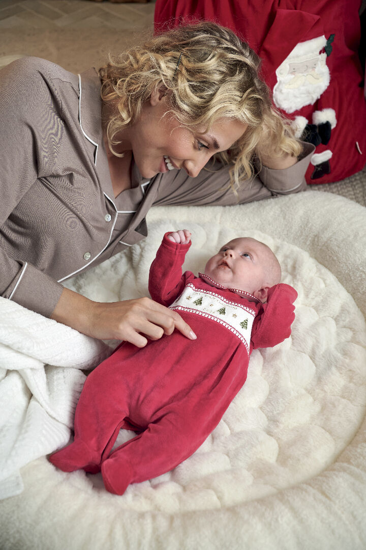 لباس قطعة واحدة بياقة وتطريز "ماي فيرست كريسماس" image number 1